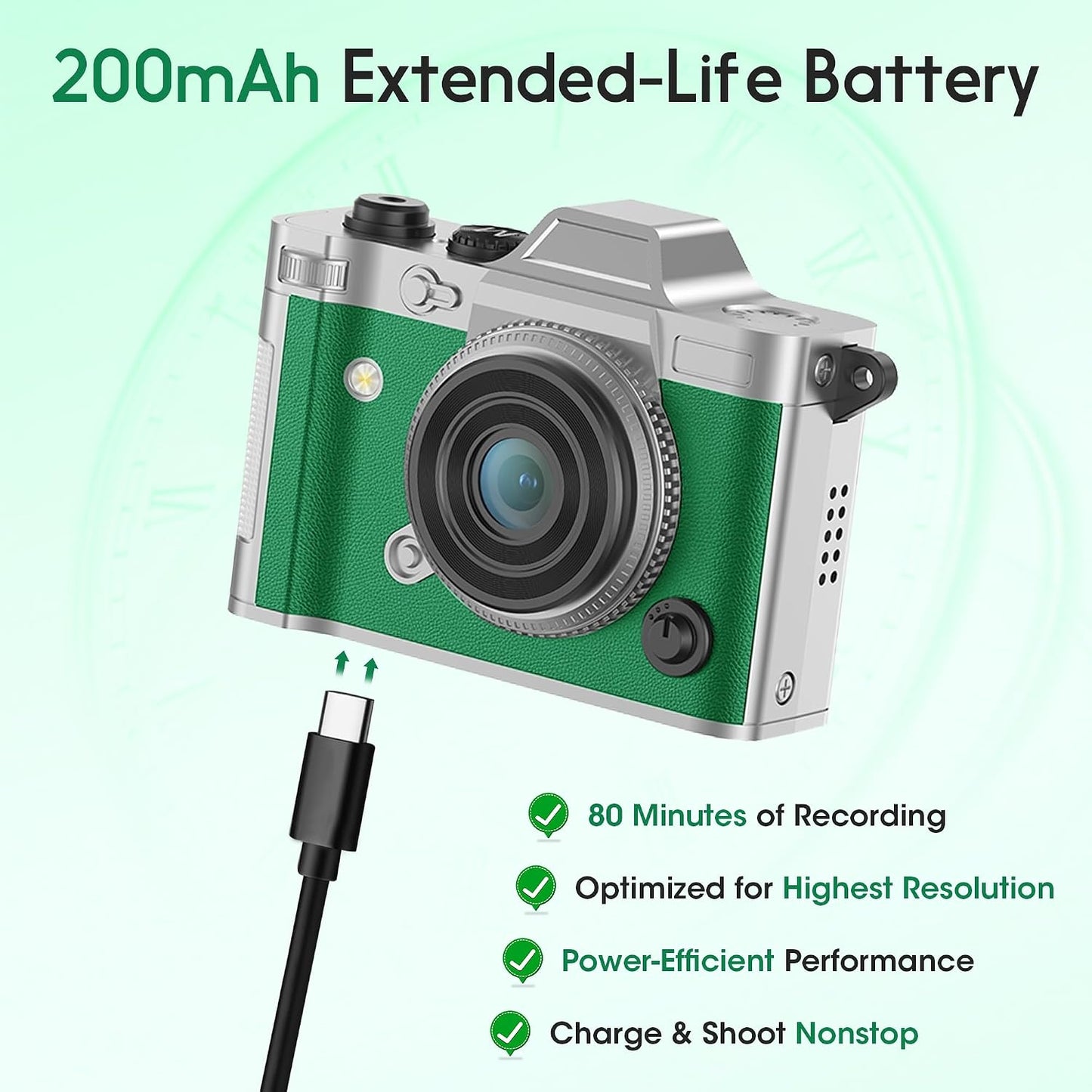 Dienspeak Y2K 2K 16GB Pocket Mini Camera, Retro Keychain Digital Camera with Leather Body, Small Portable HD Video
