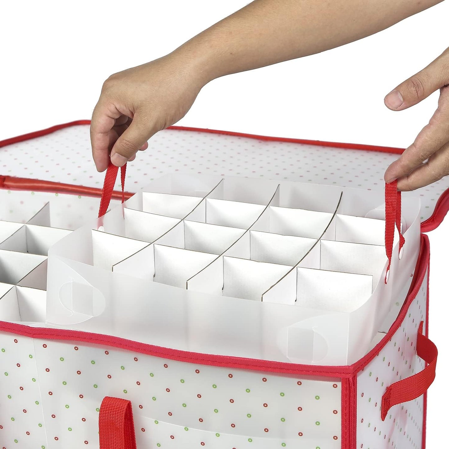 Sattiyrch Christmas Ornament Storage Box - Durable, Dust-Proof Organizer with Customizable Dividers | Holds 128 x 3-Inch Ornaments