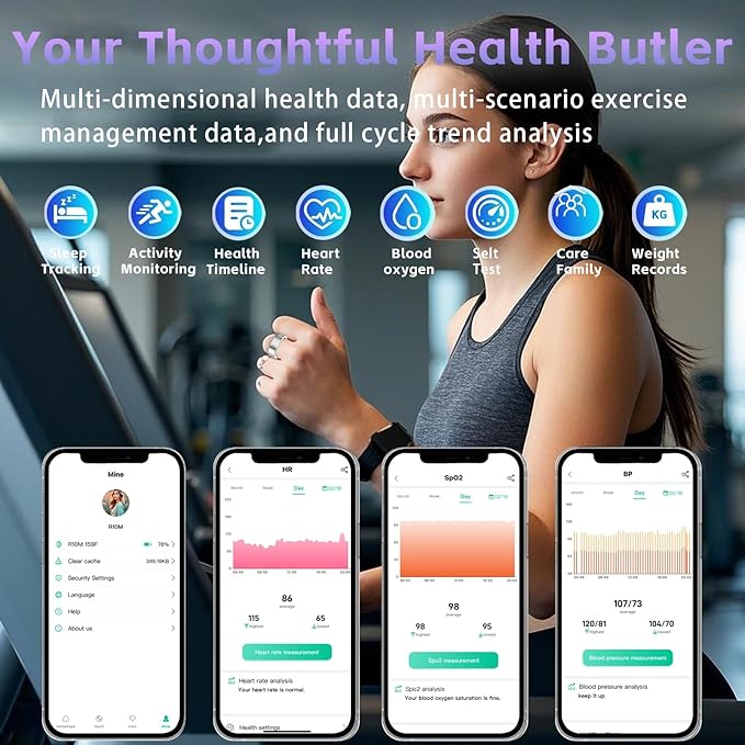 Smart Health Ring for Women Men, Fitness Tracker Ring with Heart Rate, SpO2, Blood Pressure, Sleep Monitoring, Step Counting, 5ATM Waterproof for iOS & Android, No Subscription Fee (Silver 9)