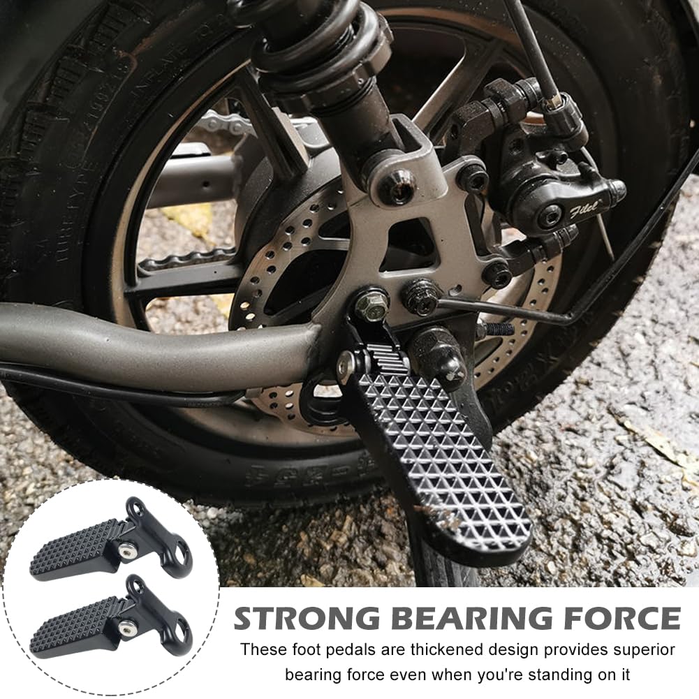 2pcs Bike Rear Pedals, Aluminium Foot Peg Non-Slip Foldable Bicycle Footrests for E-Bike, Mountain Bike, Folding Bicycle(Black)