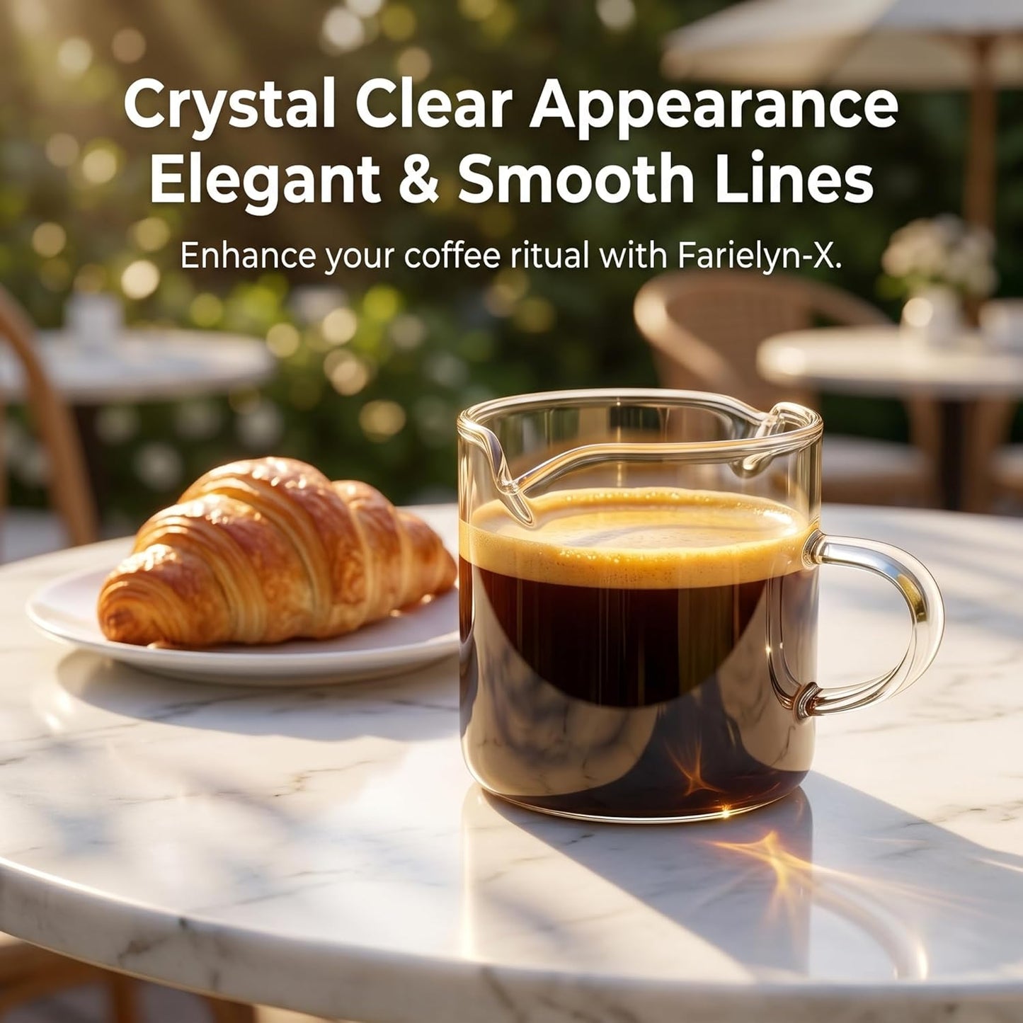 Skiennix Espresso Cups Set of 2 - Double Spout Clear Glass Shot Glasses with Handle | Perfect for Coffee & Desserts