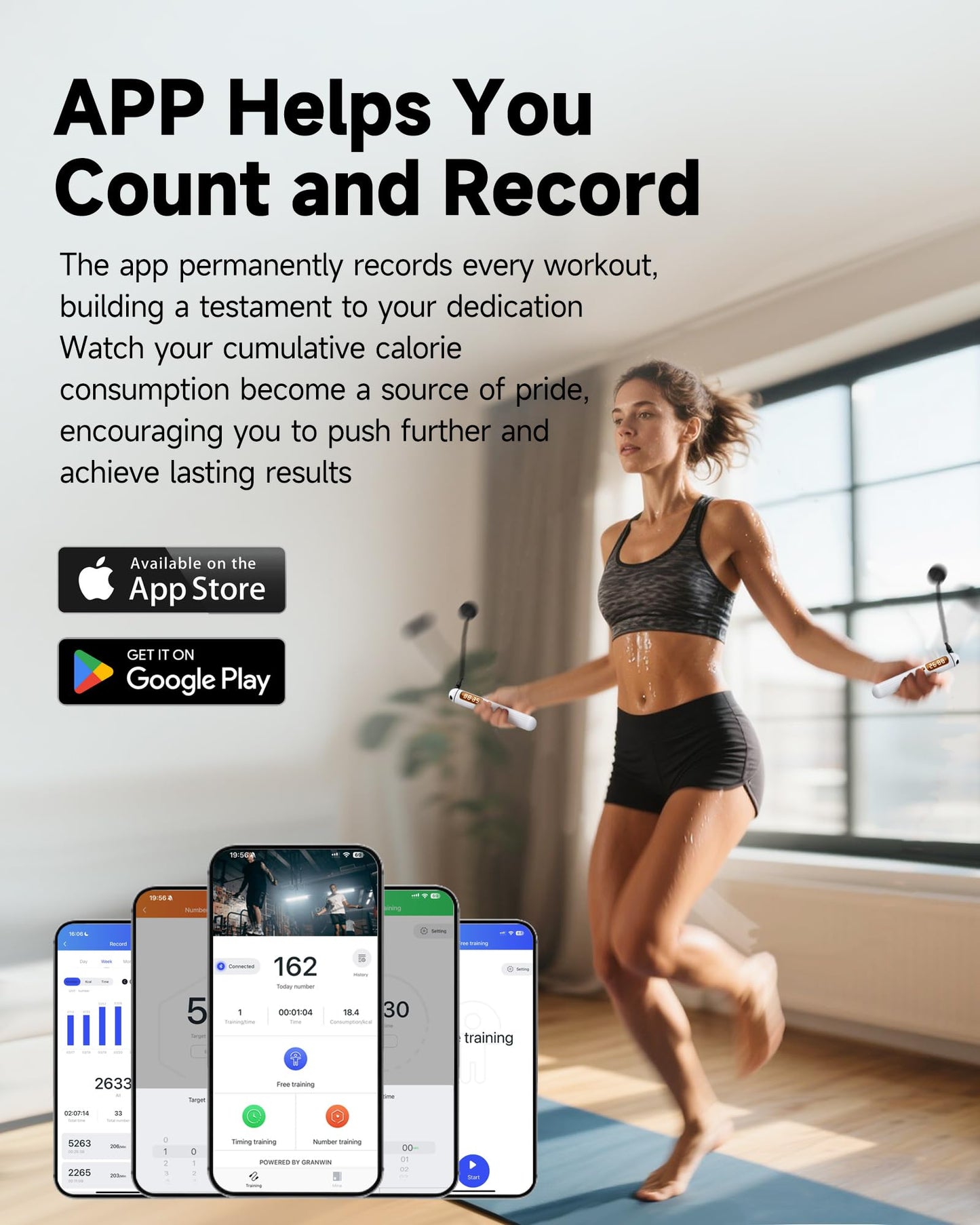 KINTHEA 2 in 1 Smart Jump Rope, APP Control & Data Record, Cordless Jumping Rope with Counter for Women, Men, All Age, Adjustable Skipping Rope for Cardio Fitness in Limited Home Space & Outdoor