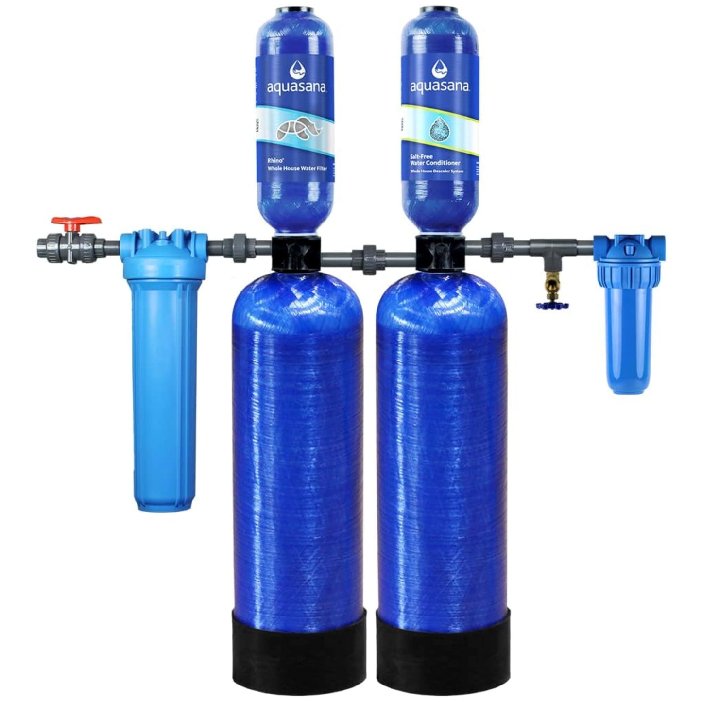 Aquasana Whole House Max Flow Water Filter | 1,000,000 Gallons | Salt-Free Softener Alternative | Carbon & KDF | Long-Lasting Pre-Filter | Reduce 97% Chlorine, Sediment & Scale | Rhino WH-1010-CT-LM