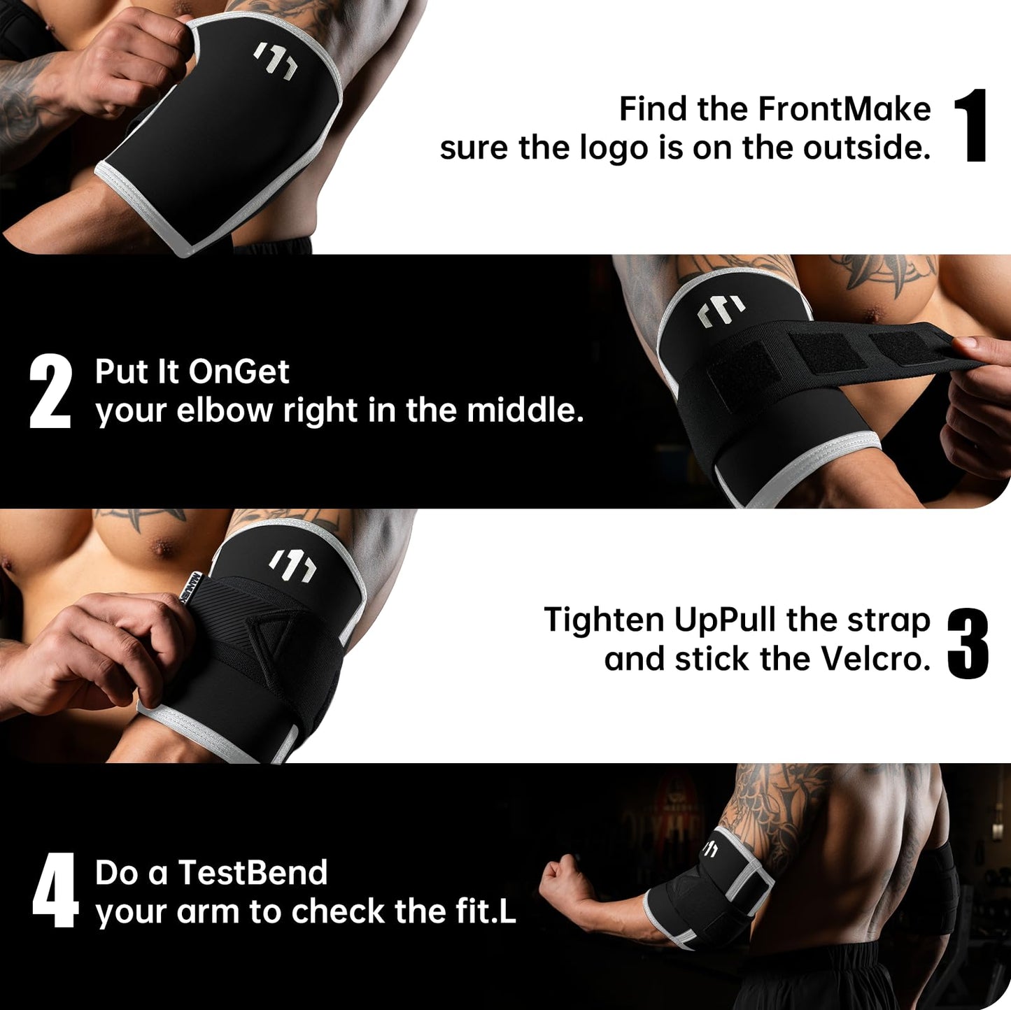 MANUEKLEAR Adjustable Compression Elbow Wraps for Weightlifting(1 Pair), Elbow Sleeves Weightlifting Men with Compression Band, 5mm Neoprene Elbow Strap for Weight Lifting and Bench Press