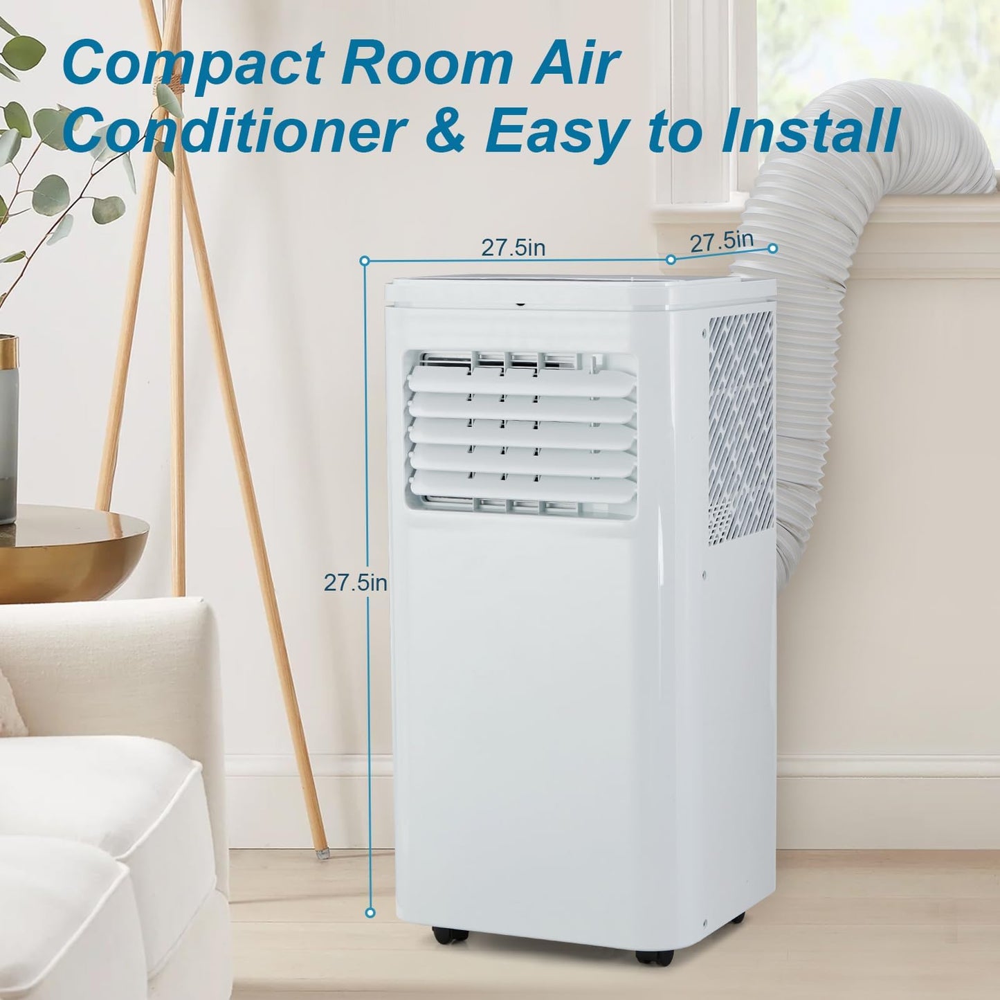 10,000 BTU Portable Air Conditioners - Cools 450 Sq. Ft., 4-in-1 Portable AC Unit with Cool, Fan, Dehumidifier, Sleep, 24H Timer, Remote & Installation Kit, for Bedroom, Office, Dorm