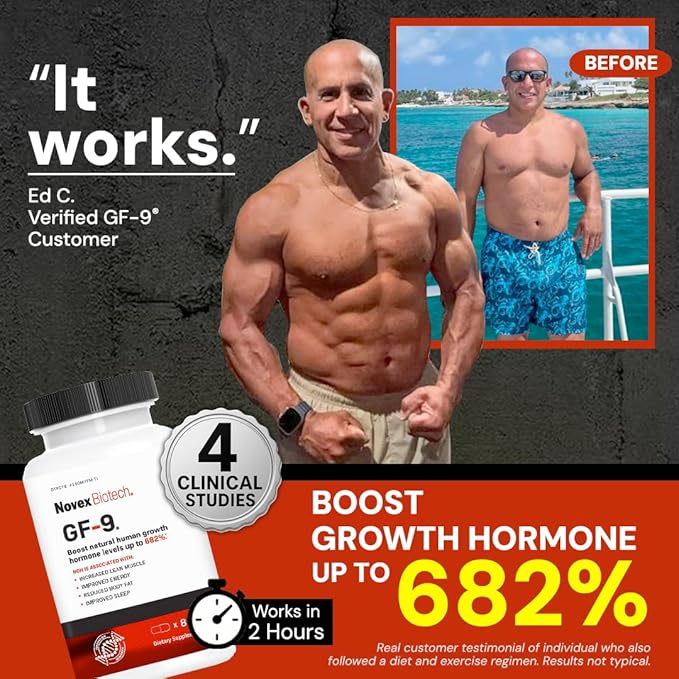 Novex Biotech GF-9 ??HGH Boosting Supplement for Men ??Workout Complex for Men ??Support Energy, Endurance, Sleep, 120 Ct (30-Day Supply)