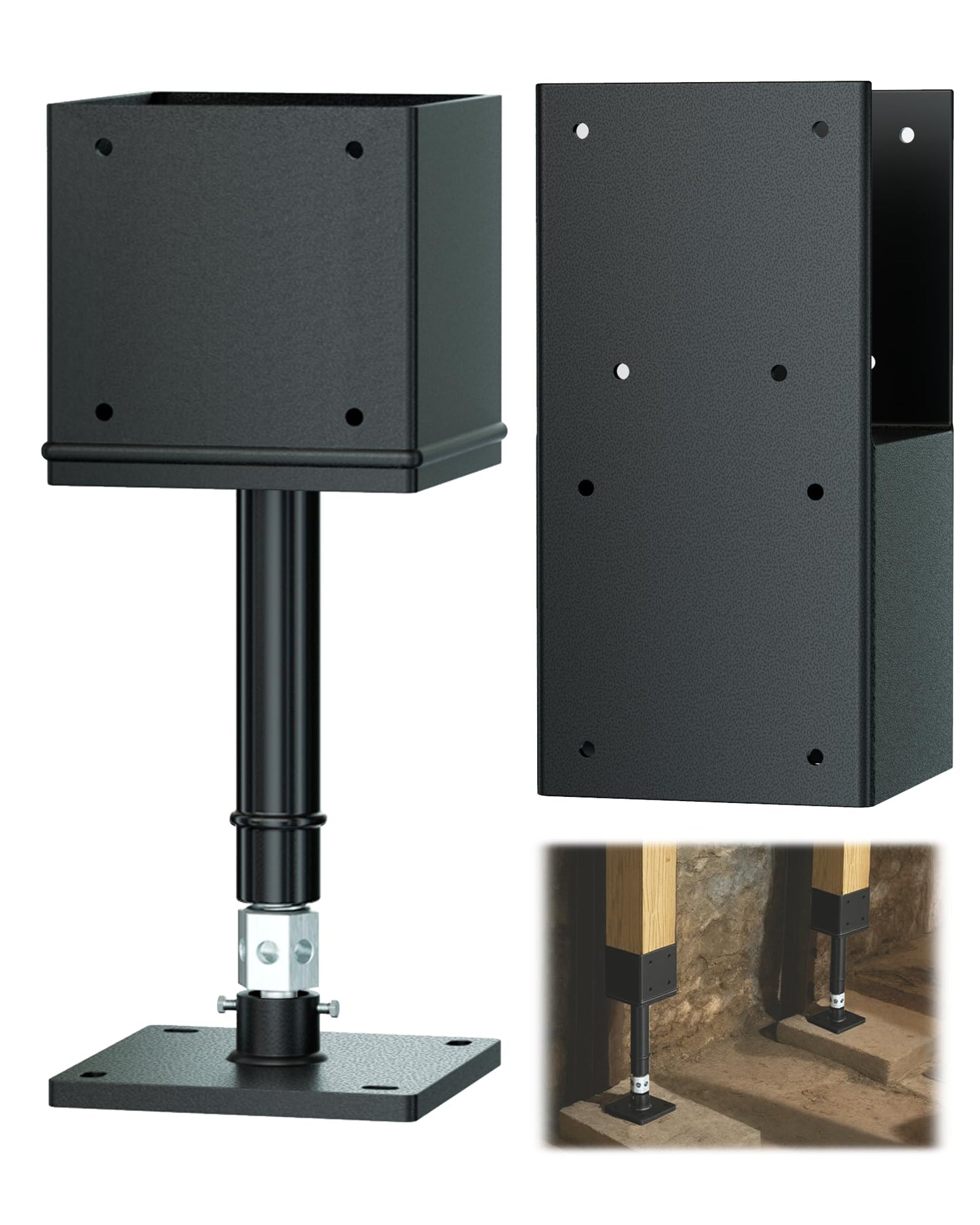 FMhotu Screw Jack Post Kit, 6" x 6" Adjustable Shore Jack & Purlin Splicer, 66000 lbs Max Load Capacity, Temporary House Pole for Leveling, Lifting Floor Crawlspace Basement Shore Beam
