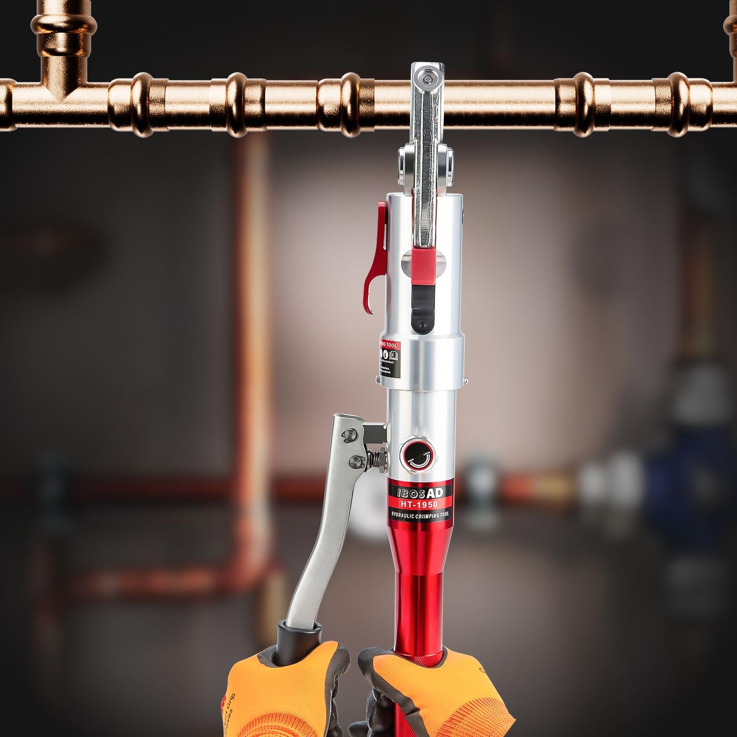 IBOSAD Hydraulic Copper Pipe Tube Fittings Crimper with Muliti-directional Jaw with 1/2,3/4,1" Die for Copper Pipe
