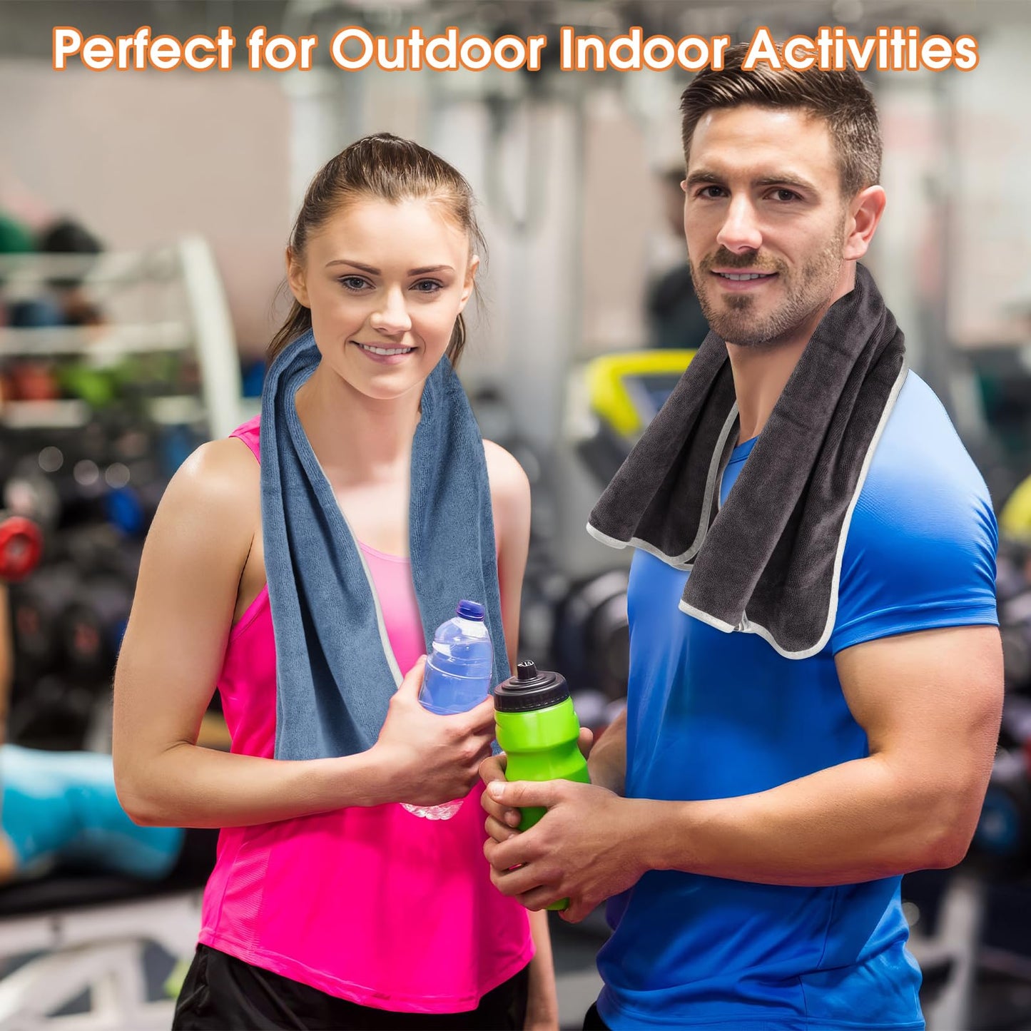 Hoiny 3 Pack Microfiber Gym Towels (14.2" x 30"), Super Soft, Quick Drying, Absorbent Towel for Fitness, Yoga, Swimming, Sports, Workout, Skin-Friendly for Women Men (Grey/Blue/Purple)