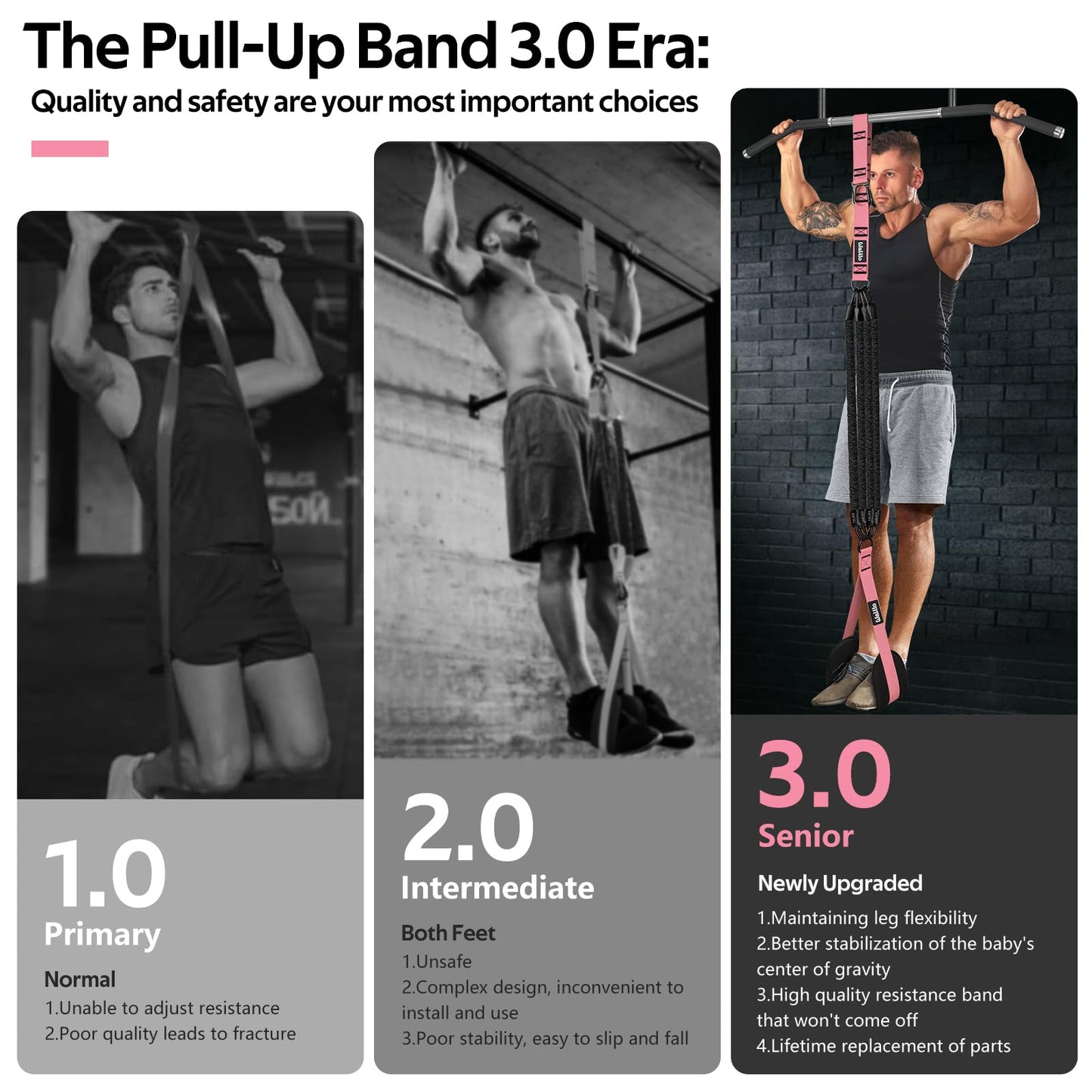 Pull Up Assistance Bands Set, Heavy Duty Adjustable Pull Up Assist Band with Feet Rest, Strength Training Bands for Home Gym Fitness, Pull-Up Bar, Calisthenics and Body Stretching