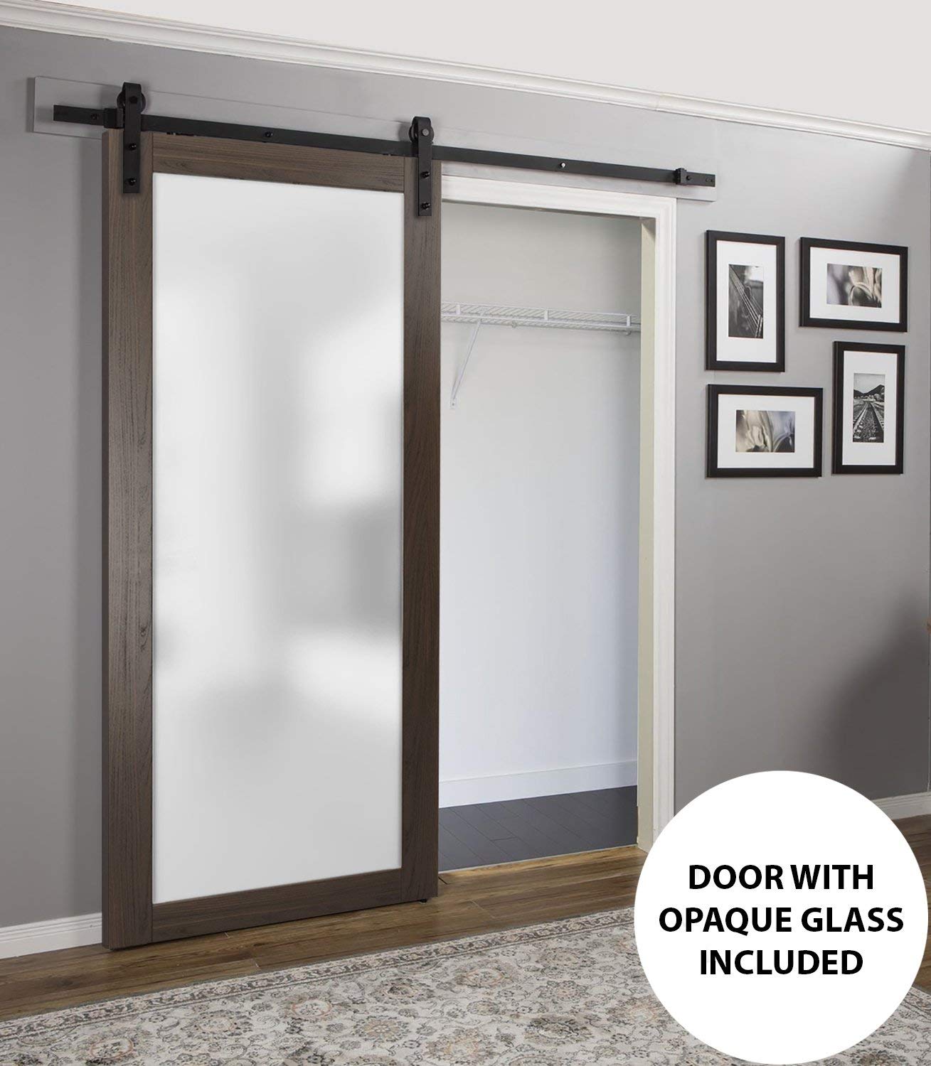 SARTODOORS Frosted Lite Glass Door Panel Slab 30 x 96 | Planum 2102 Chocolate Ash | Use as Barn Pocket Sliding Closet | Solid Wood Core Interior Door