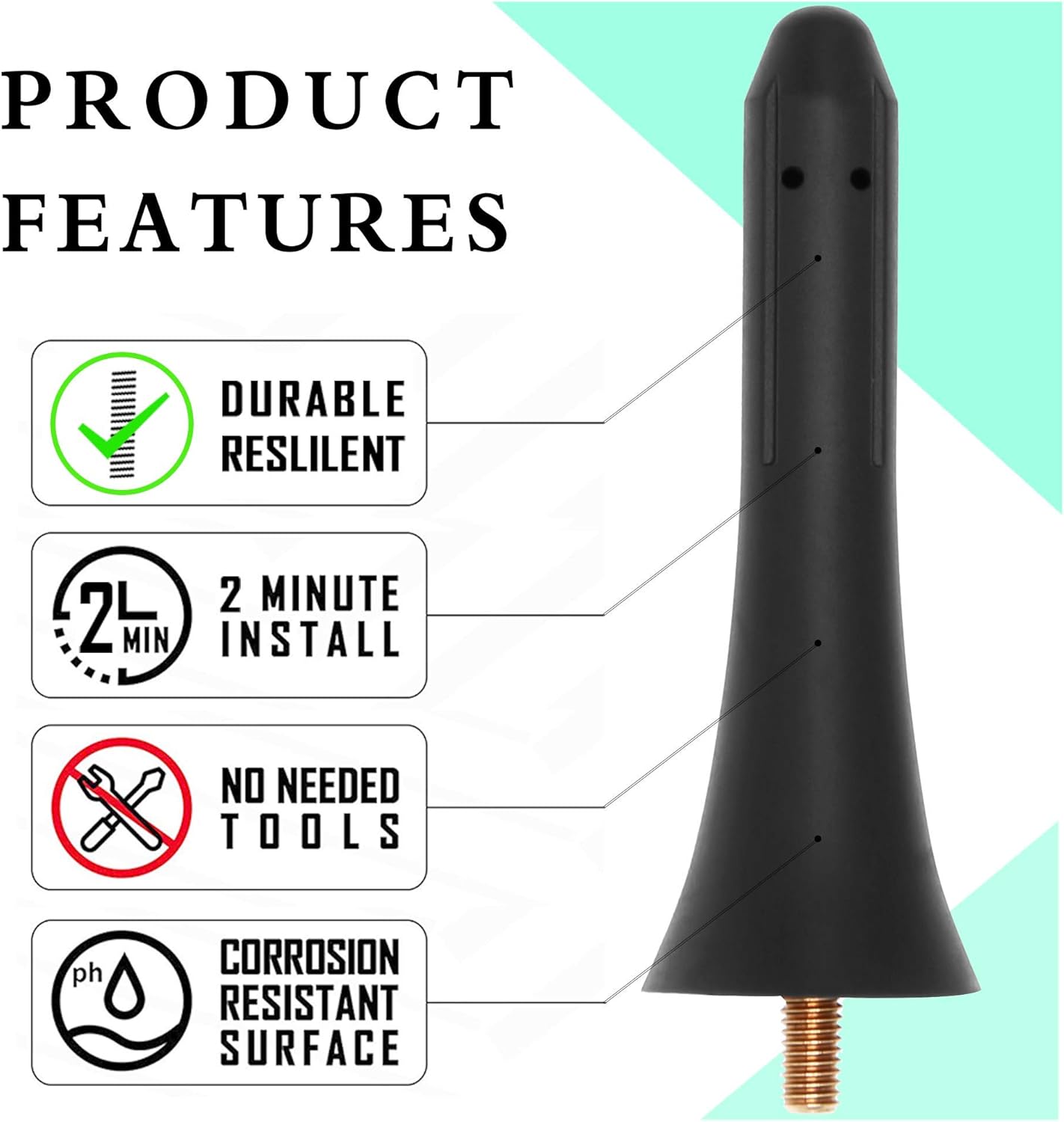 KSaAuto 3 inch MX-5 2006-2024 NF47-66-A30A, Rubber Antenna for Mazda Miata RF ND NC OEM Sporty Line Design Improves