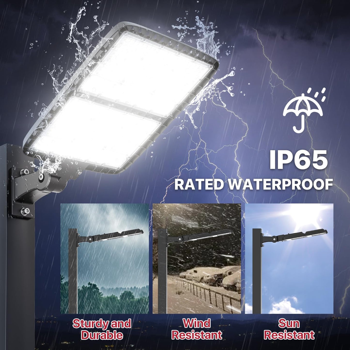 400W LED Parking Lot Light, LED Flood Light with Dusk to Dawn Photocell, 630 LEDs, 5000K Daylight, IP65 Waterproof, Adjustable Arm Mount, AC 120V, Commercial Security Lighting Outdoor for Yard, 2Pack