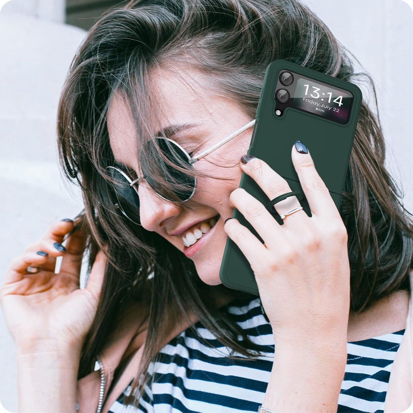 ABITKU 4 360Ring 4 6.7 inch Compatible with Galaxy Z Flip Case, Silicone with Kickstand Holder Microfiber Cloth