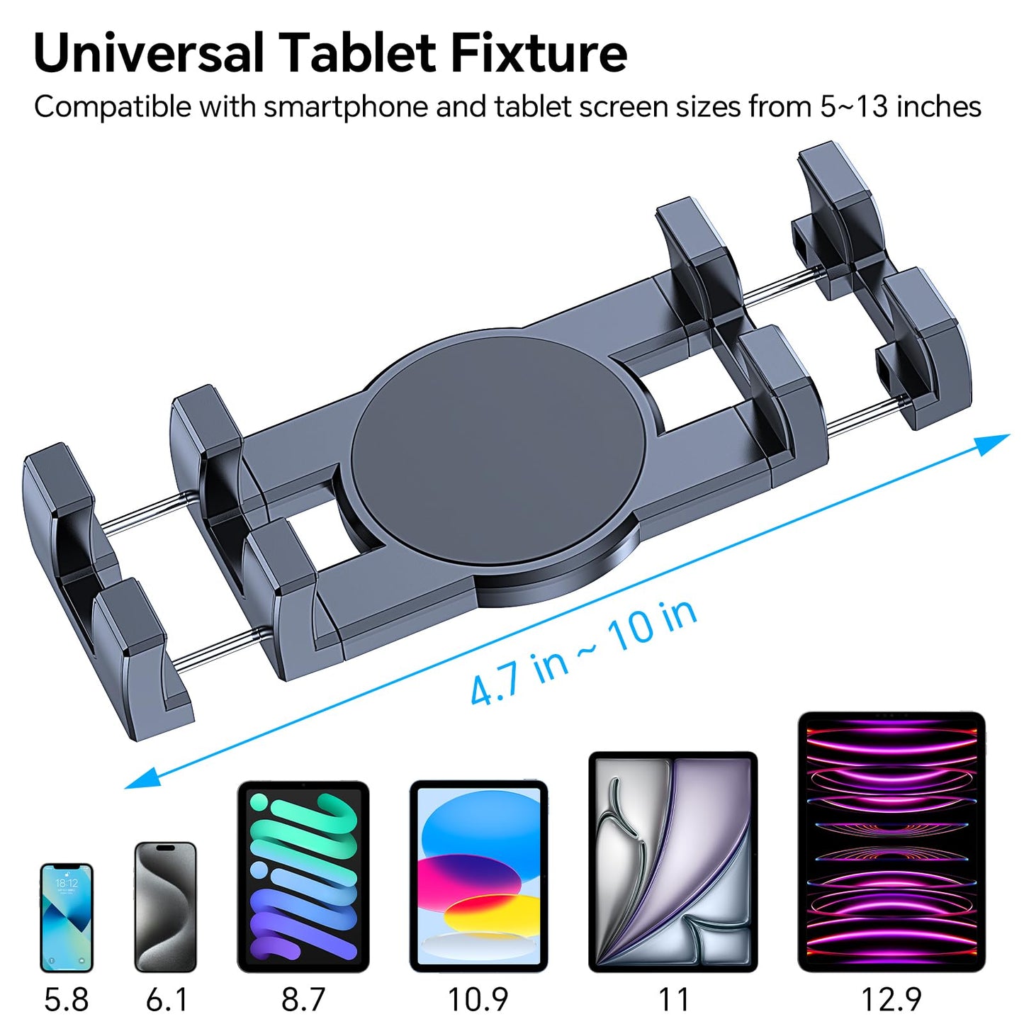 Tablet Holder for Car iPad Holder for Car【Windshield+Dash】Suction Cup ipad Mount for Truck Stand【360° 】Tablet Car Mount soporte de telefono para carro for All 4.7"-12.9" Apple iPad Samsung Galaxy Tab