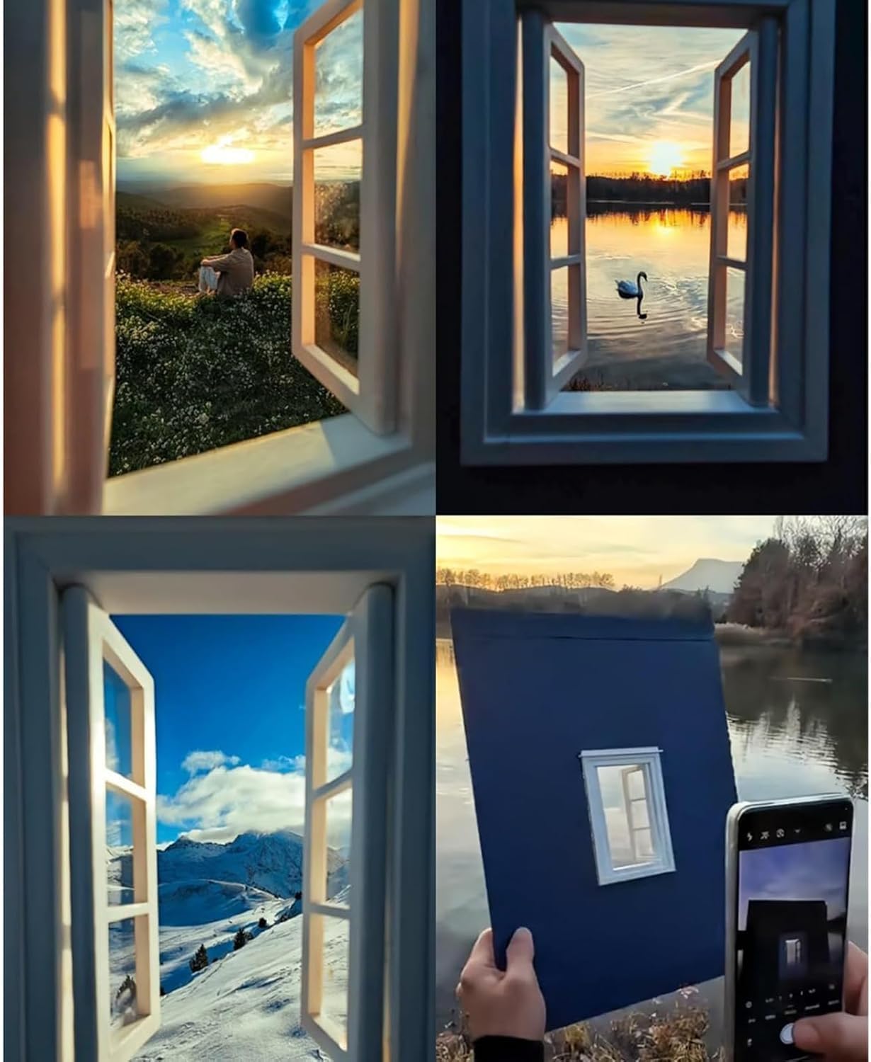 VVDAMAIA 7.9 5.9inFresh (Blue-C-1pc) Creatives Window View Photography Props - Portable Window Frame Photo Prop