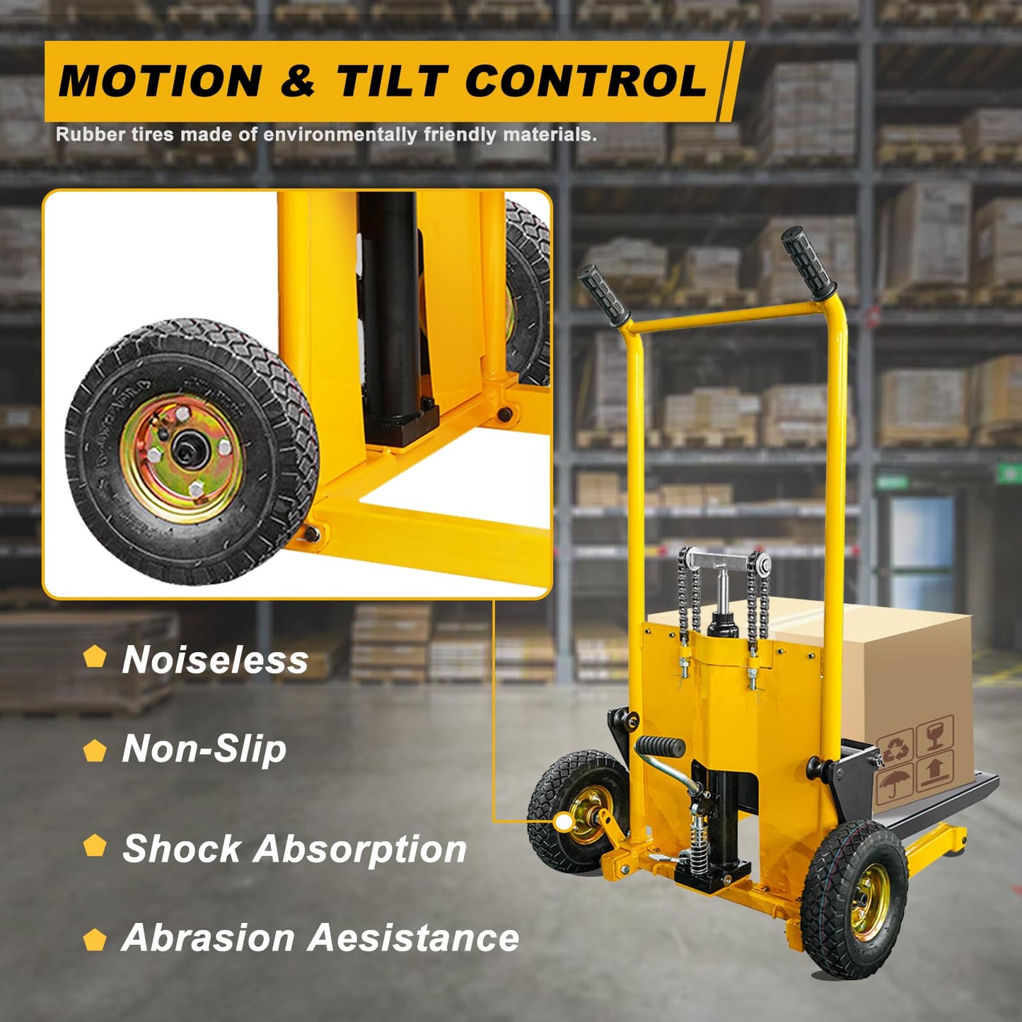 Manual Forklift Pallet Jack, 440 Lbs Capacity Hydraulic Material Lift 35" Lift Height with Adjustable Forks and Fixed Legs, Hand Truck Lift Tire Wheel