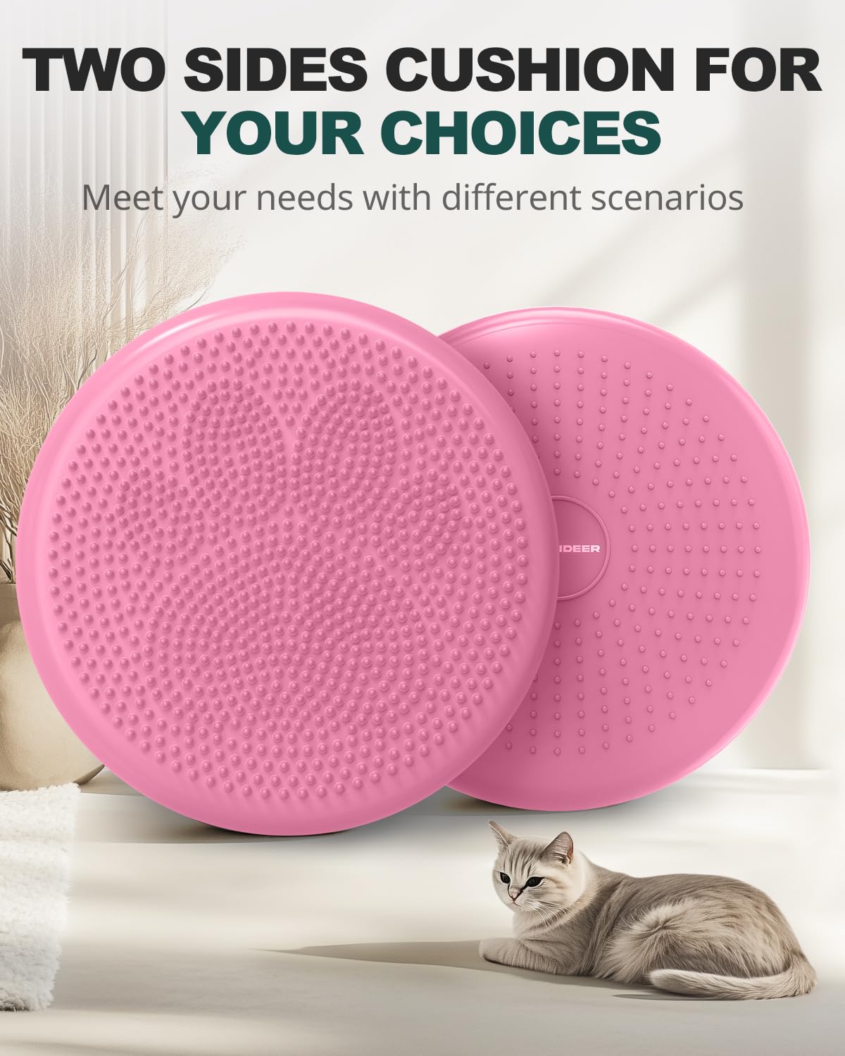 Trideer Wobble Cushion Core Balance Disc, Flexible Seating for Classroom Elementary, Wiggle Seat for Sensory Kids, Balance Pad with Inflation Pump (34CM Pink)