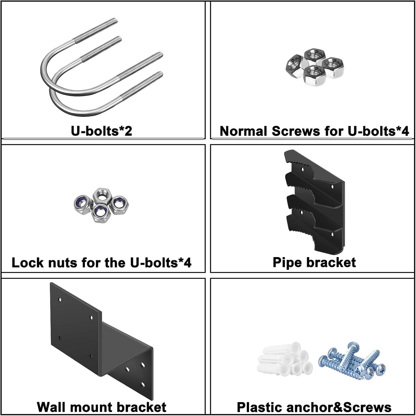 EXDLBFU 6 Antenna Mount Outdoor Antenna Pole Mast Mount Bracket- Heavy Duty Steel with U-Bracket Assembly + Screws
