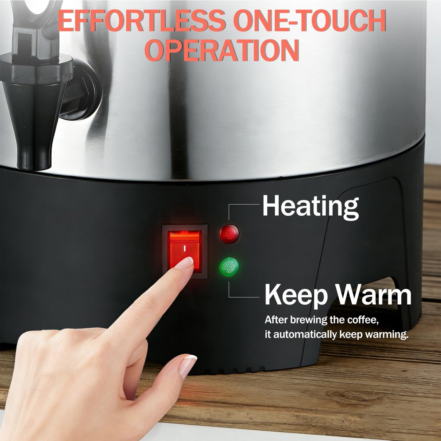 Large Commercial Coffee Urn 160 Cup Percolate Coffee Maker Stainless Steel Hot Beverage Dispenser with Cool-Touch Handles, Quick Brewing for Catering, Business, Church, Restaurant, Wedding, Gathering