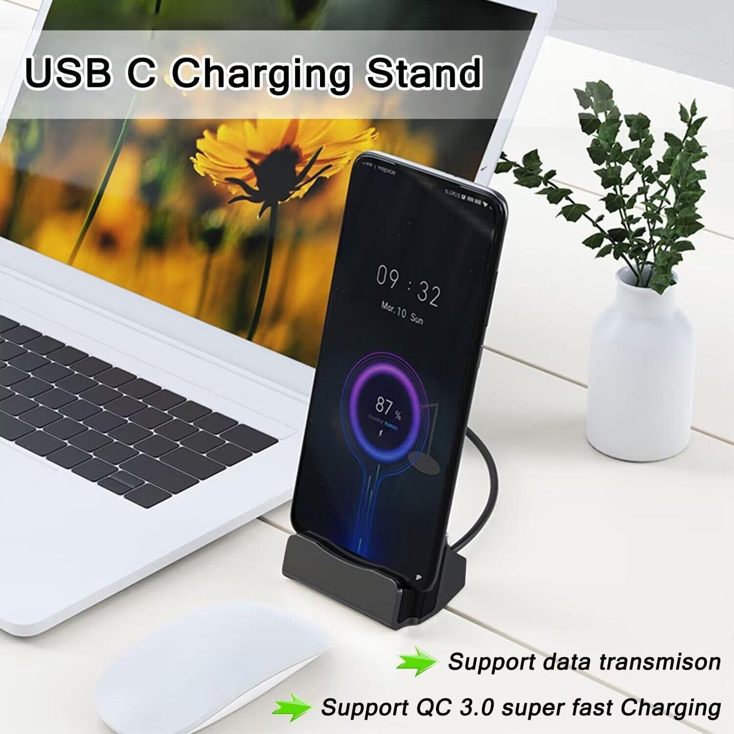 AKWOR 15/16, USB C Phone Dock Station for iPhone Galaxy, Google Pixel, LG, HTC & More, Phone Charging Stand Cradle