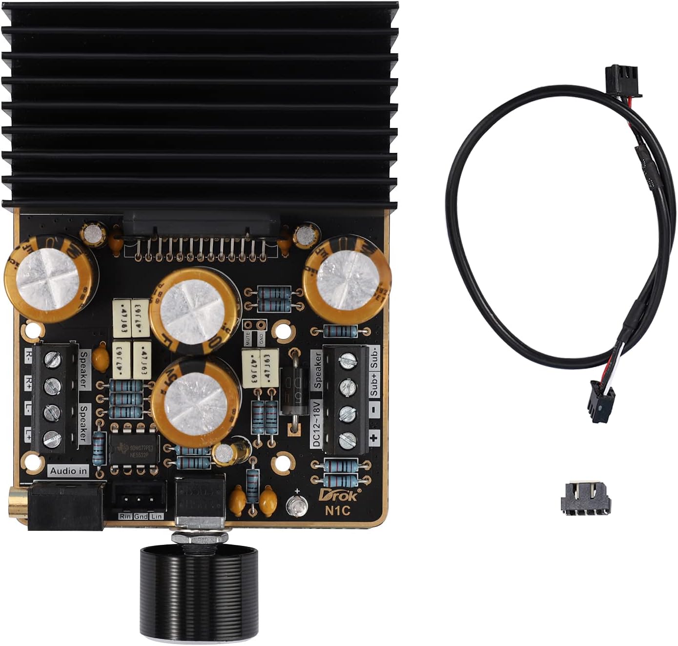 2.1 80W+80W and120W 9-18V 4 DROK Class AB Amplifier, Channel Stereo Pure Bass Audio Amplifier Board