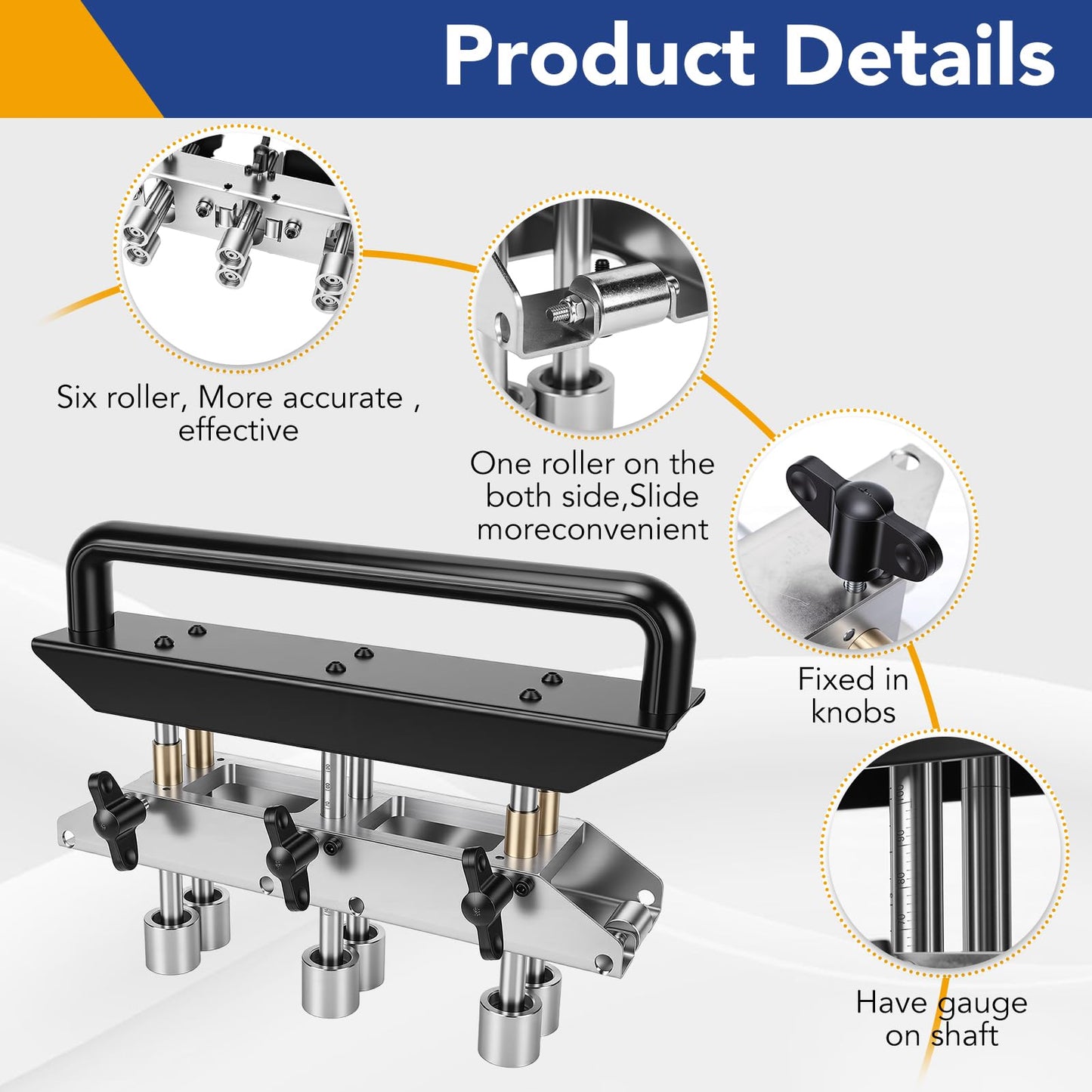 3-Station Roller for Bending Metal Roofing Materials at 0-90° Angle, Large Radius Sheet Metal Bead Roller Bender for Making 1/2-5in (13‑130mm) Bending