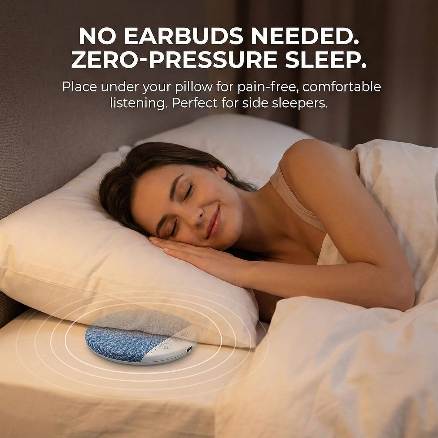 Madicrio Ultra-Thin Wireless Sleep Pillow Speaker with White Noise Timer, Personal Under Pillow Bluetooth Speaker