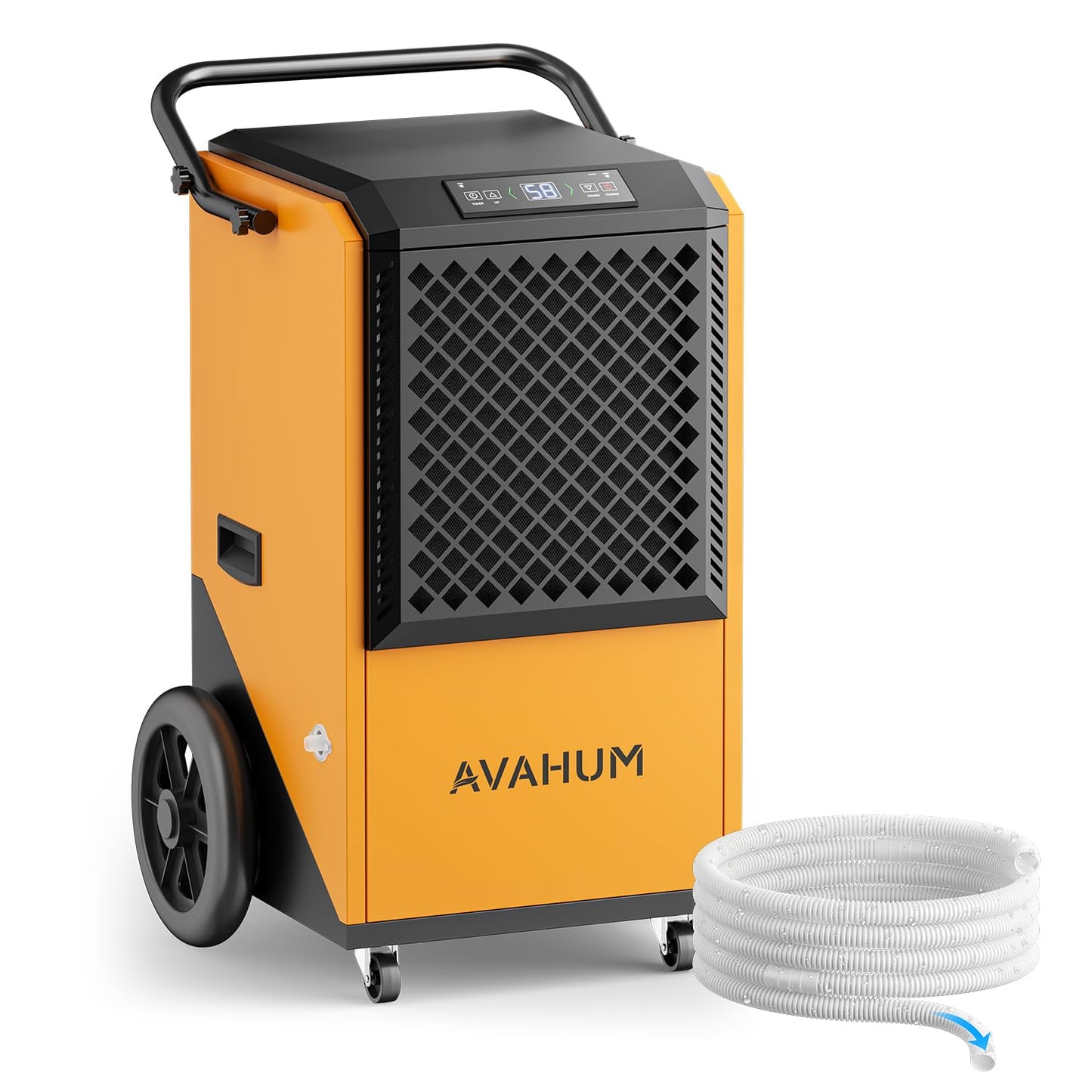 Commercial Dehumidifier,Yellow Industrial Dehumidifier 320 Pint for 8,000 Sq.Ft Basement Warehouse Construction, Large Heavy Duty Commercial Grade Dehumidifiers with Drain Hose, Auto Defrost,Restart