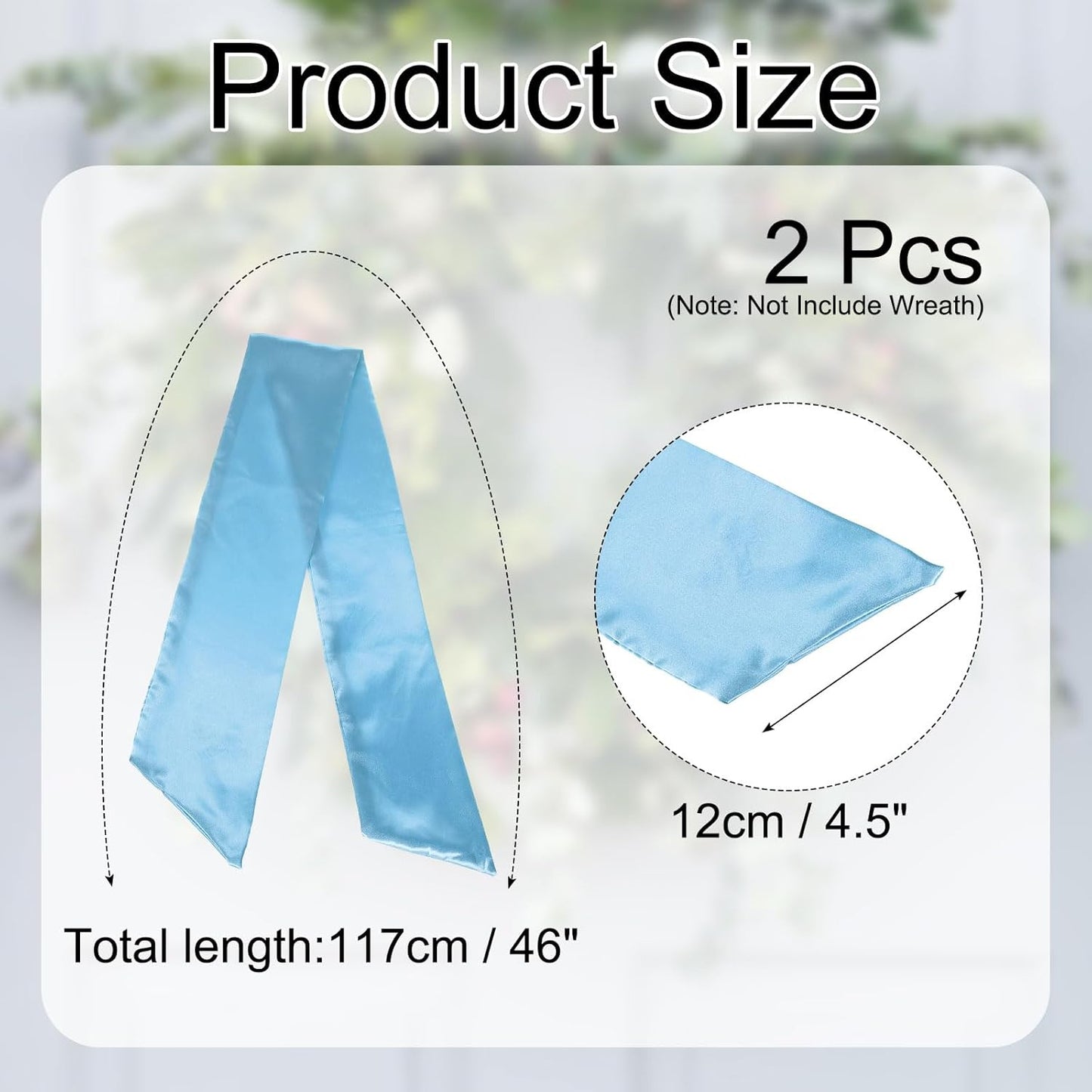 Uxcell Wreath Sash - 46" x 4.5" Sky Blue Satin Blank Sash for Embroidery & Monogram Decor