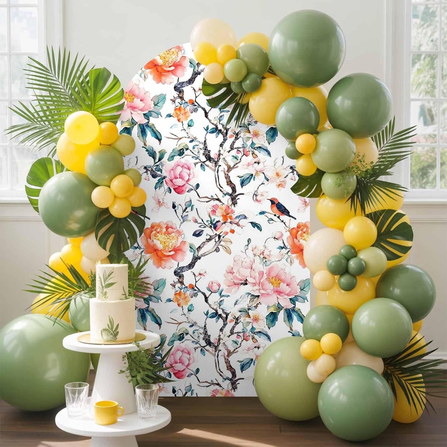 Jnbasdffb 6.6 Floral Blossom Wedding Arch Cover,Stretchy Spandex Arch Backdrop Stand Covers FT,Farmhouse Oil Painting