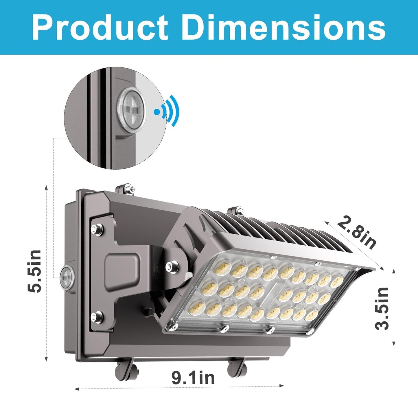 Lightdot 150W LED Wall Pack Lights,360° Adjustable Panel with Dusk to Dawn Photocell, 22500Lm 5000K IP65 Outdoor Security Lighting for Warehouse,Building,Yard,Factory,Garage, ETL(Height:10~20ft)
