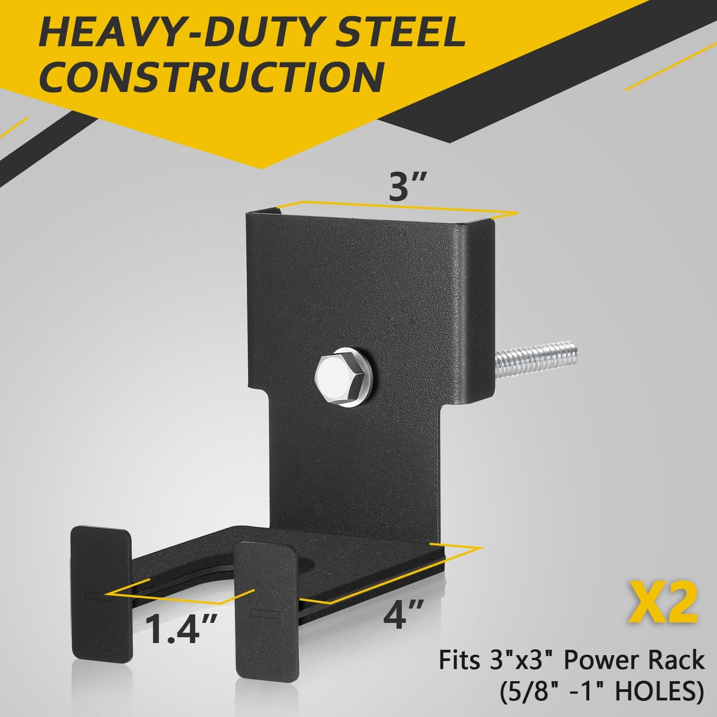 Otoolling 2 Pcs Barbell Holder for 3 x 3 Weight Racks Steel Barbell Mount Rack Vertical Training Curl Bar Holder Fits 5/8''-1'' Holes, No Drilling Required, Bearing 20 Pounds