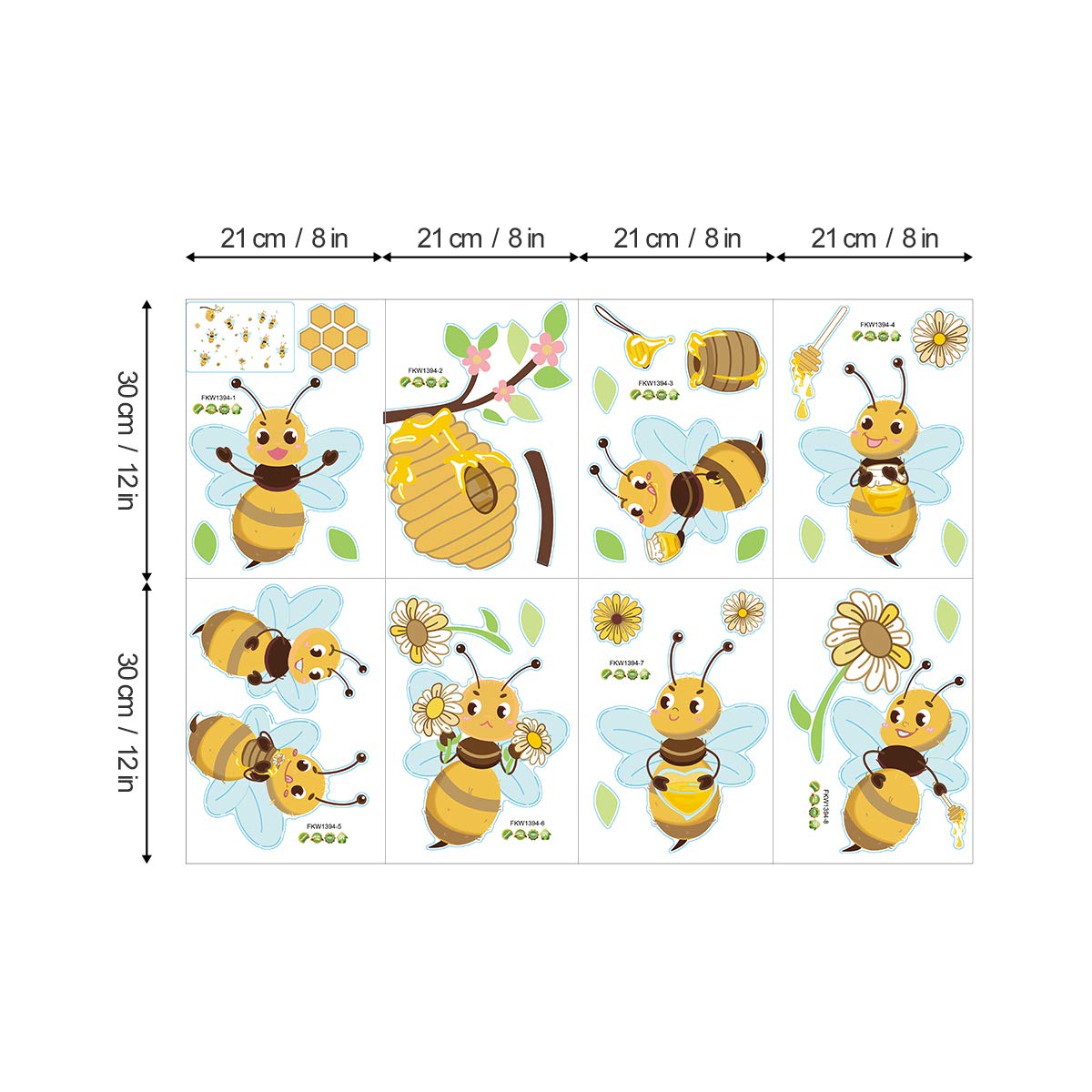 ufengke Yellow Bee Wall Stickers Flower Beehive Branch Wall Decals Art Decor for Kids Bedroom Nursery Playroom