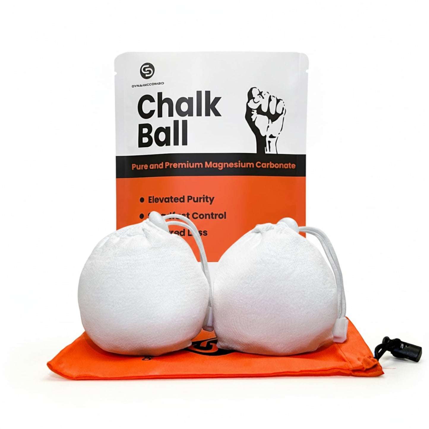 DYNAMICCOMBO Chalk Ball | Refillable Chalk Sock for Climbing, Gymnastics & Gym Workouts | Storage Pouch Included | 2 Chalk Balls