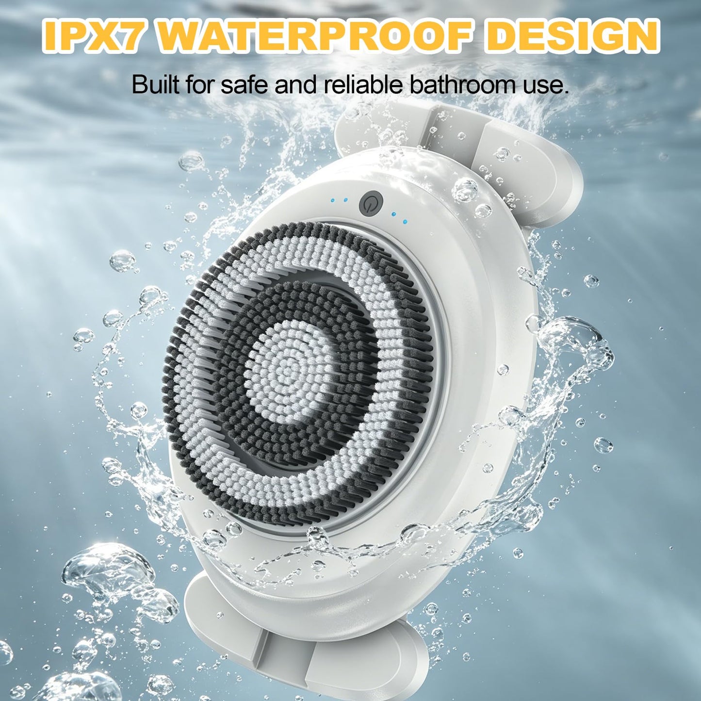 PVACG Electric Shower Scrubber for Body & Back, Wall Mounted Body Brush with Soft Bristles, Waterproof Hands-Free Bath Brush with 4 Speed Modes and Replaceable Heads(1)