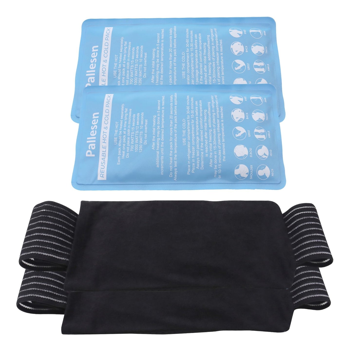 Pallesen Ice Packs, Ice Packs for Injuries Reusable, Cold Packs for Injuries, with Wrap, Flexible Therapy, Soft Gel Pack, Cold Compress for Pain Relief, Blue