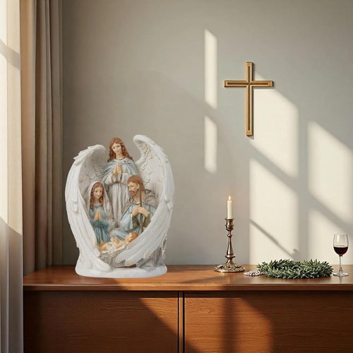 Braxio Christmas Decorations - Indoor Nativity Angel Set | Holy Family Tabletop Scene, 10x6.5x12.4 Inch