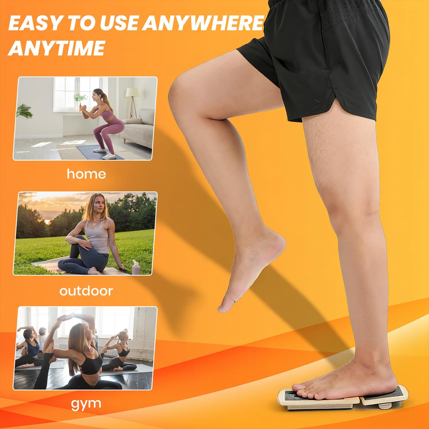 Ankle Balance Board & Foot Strengthener Kit with Massage Ball, Wood Wobble Board for Sprained Ankle Physical Therapy, Plantar Fasciitis Relief, Stability & Posture Training