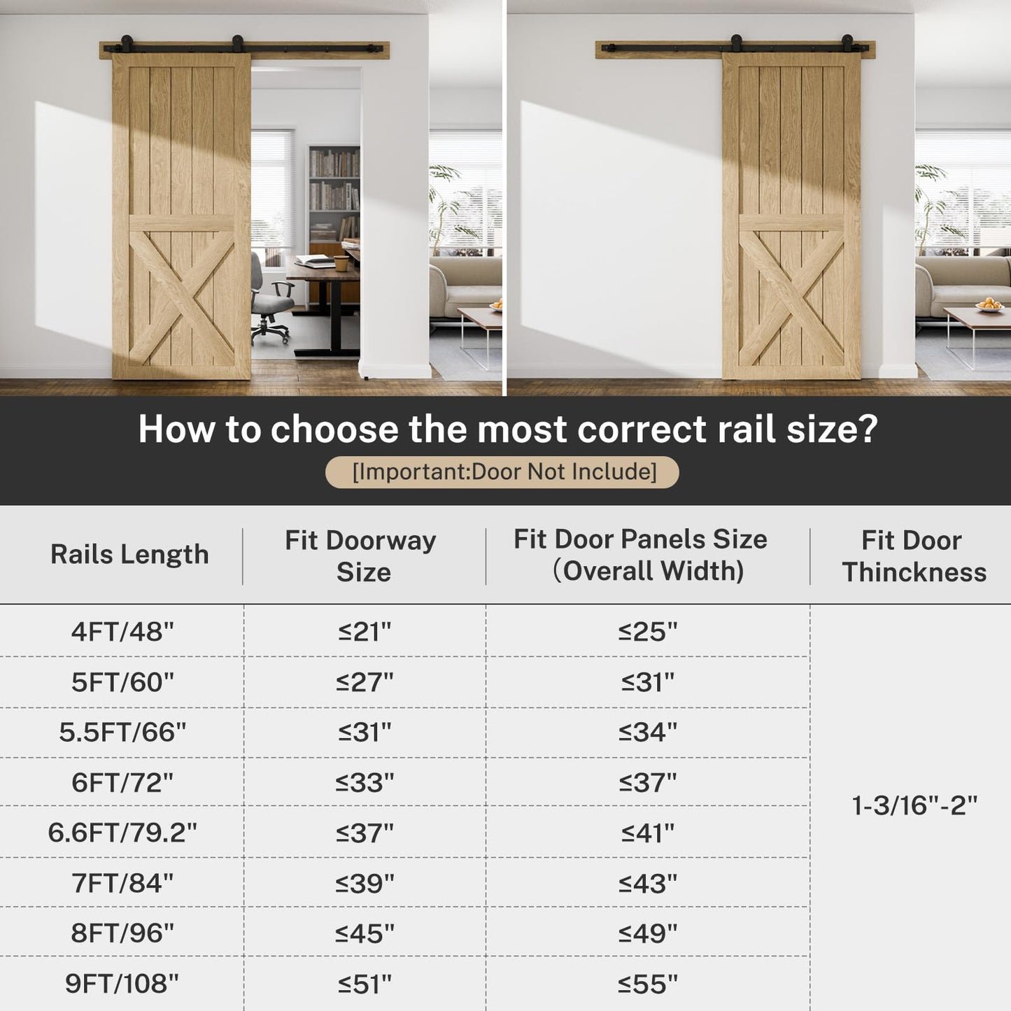 BONIKLUBA 72" Sliding Barn Door Hardware Kit,Heavy Duty Top Mount Barn Door Track Kit,Black T Shape Hanger Set for Single Door Use