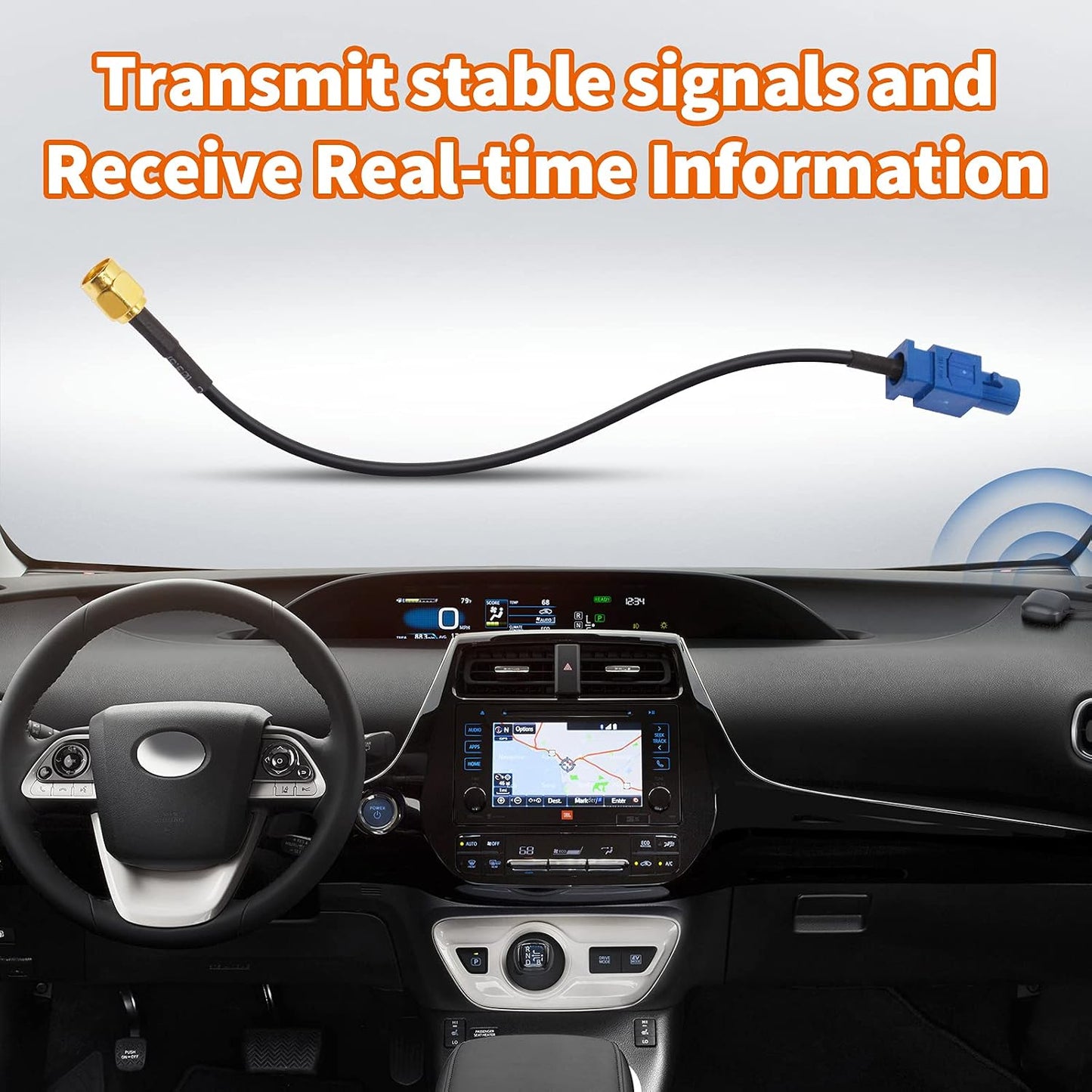 Eightwood 6 inch Fakra C Plug to SMA Plug Male Car GPS Antenna Cable for Vehicle GPS Navigation Radio Stereo Head Unit