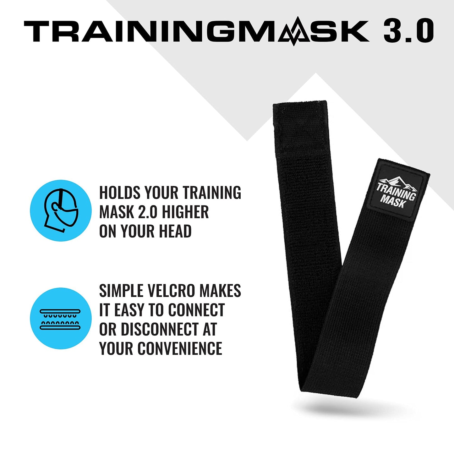 TRAININGMASK - Masks Straps for Training Mask 2.0, Mask Extender Strap Only, Adjustable Band for Running Breathing Mask, Black