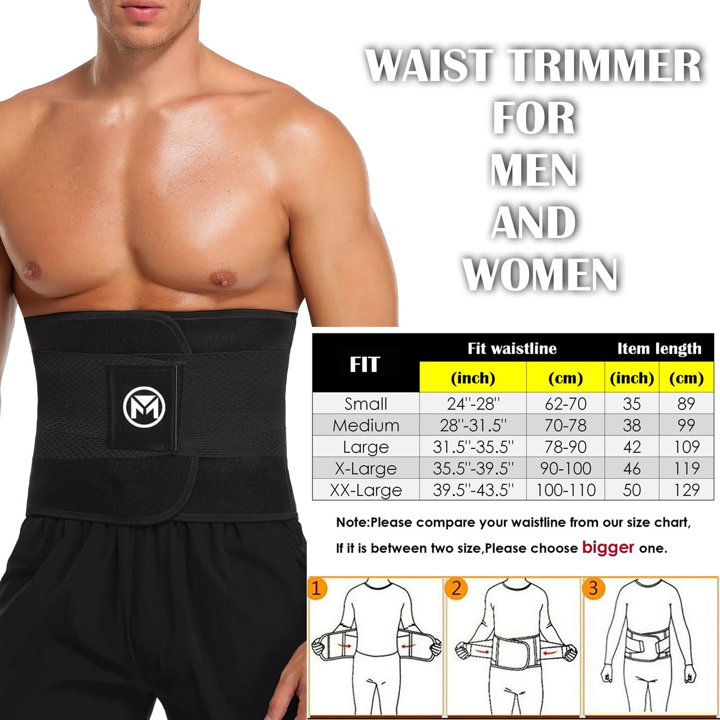 Moolida Waist Trainer Belt for Women Waist Trimmer Workout Fitness Back Support Belts Back Braces Black,XX-Large