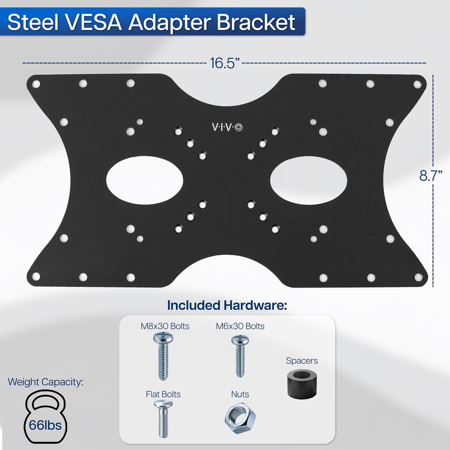VIVO Steel VESA LCD LED TV Mount Adapter Plate Bracket for Screens 32 to 55 inches, Conversion Kit for VESA 50x50-100x100 to 200x100-400x200, MOUNT-AD4X2
