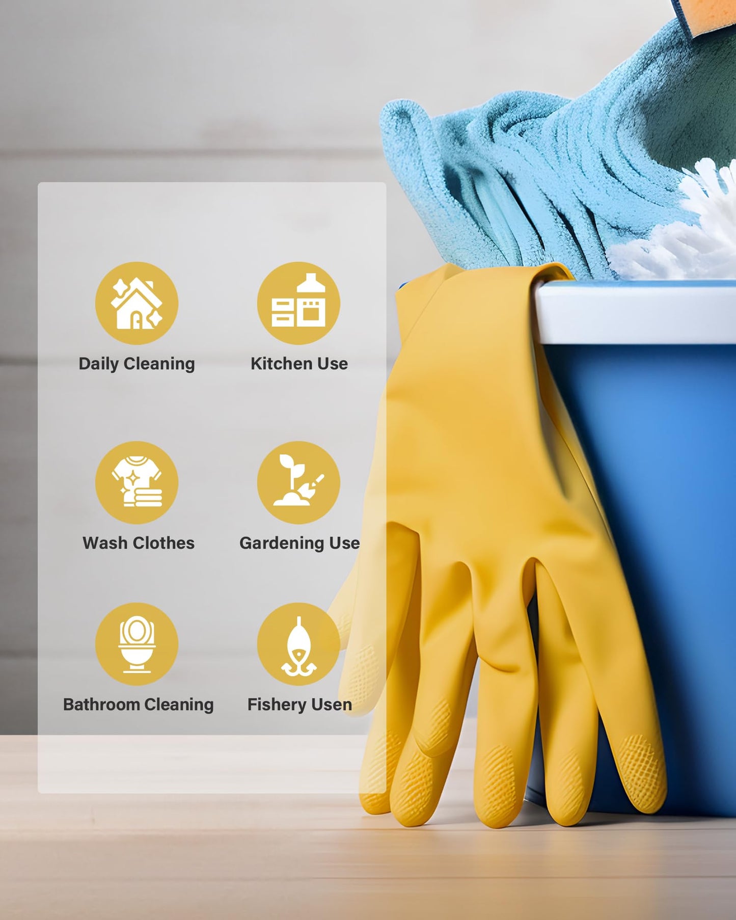 FCTTD Rubber gloves on dishwashing cleaning gloves 3-Pairs,Kitchen dish gloves,Reuseable.(3,Medium)