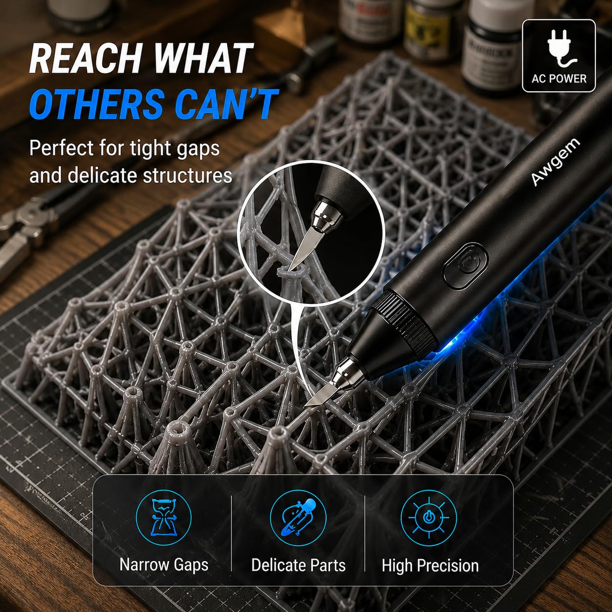 Ultrasonic Cutter Knife,40kHz Vibration & 40W,2in1 Ultrasonic Cutter & Polisher,Auto Power Adjustment,3 Cutting Powers For 3D Printing,Model Mods & DIY