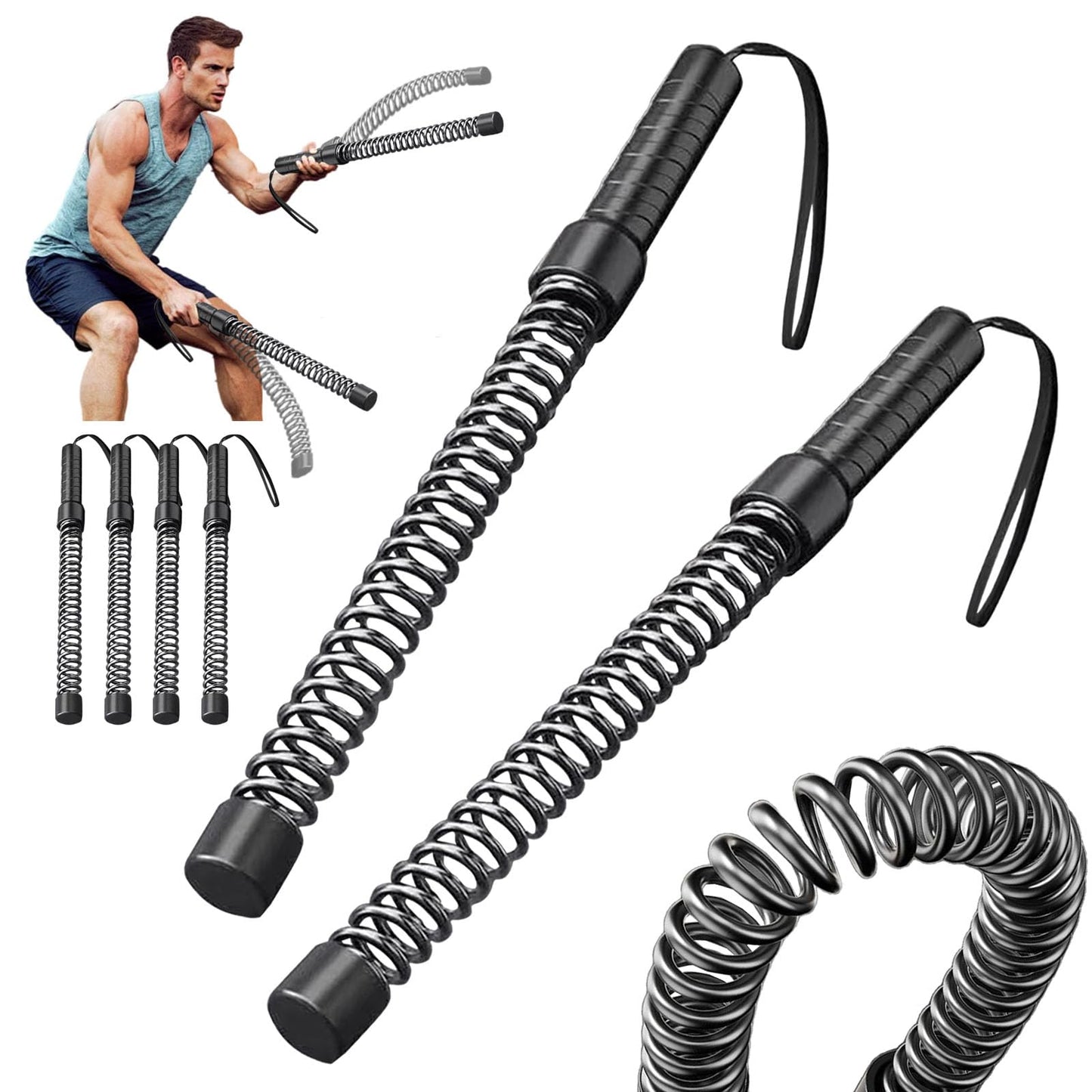 4 Pack Ropeless Battle Ropes for Home Gym, Portable Cordless Battle Ropes for HIIT and Low-Impact Aerobic Training, Versatile Exercise Equipment for Home and Travel for Men Women