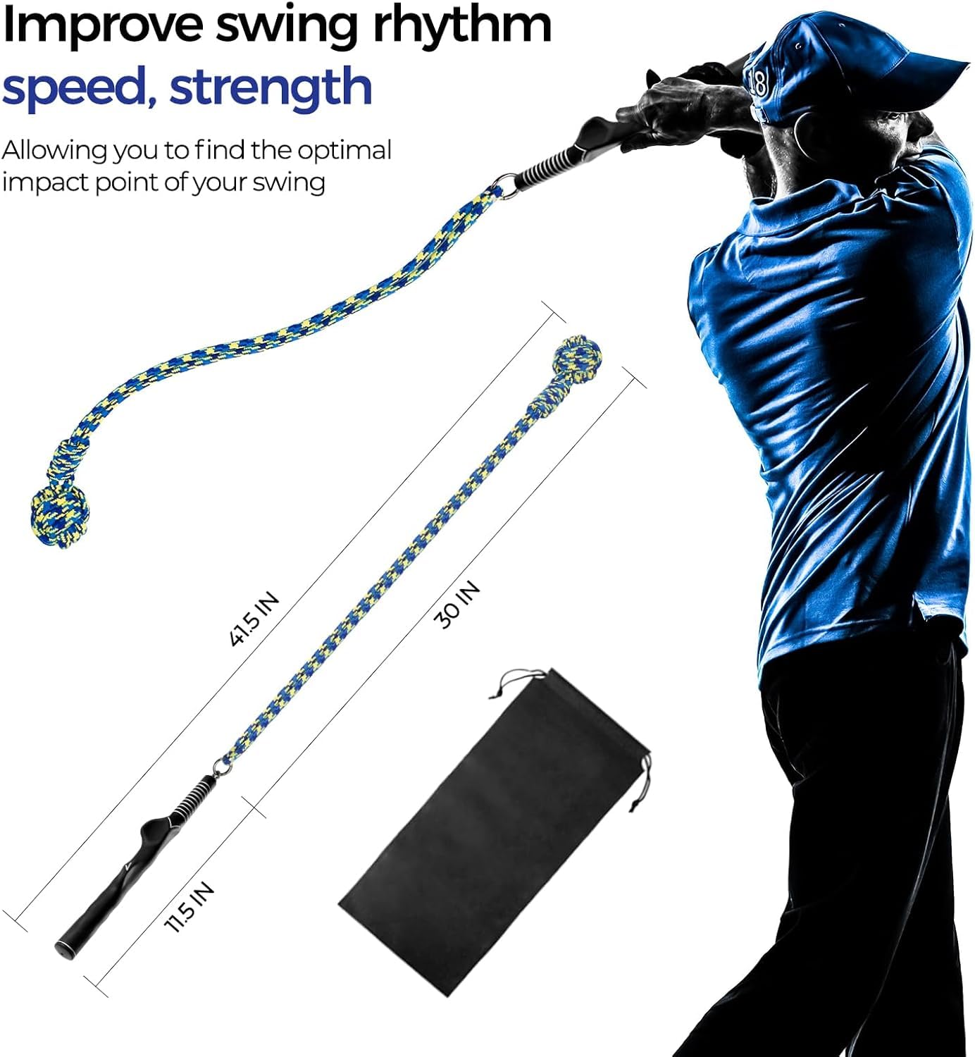 DMYTRSTDE Golf Rope Swing Trainer, Professional Golf Training Aid and Posture Corrector, Improve Tempo Accuracy Practice Equipment for Beginners and Experienced Golfers
