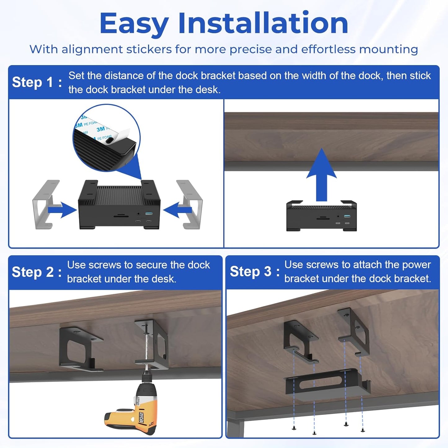 Bedycoon TS4/ TS3 TS5 4/3/5 Metal Under Desk Mount Compatible with CalDigit Plus/ Dock+ Power Bricks Adjustable Under