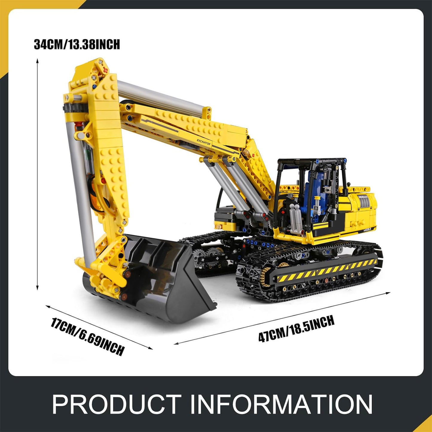 Mould King 13112 RC Excavator Building Set, 1830 Pieces Building Blocks APP Remote Control Truck Construction Vehicles Model with Motor, STEM Engineering Toys for Adult